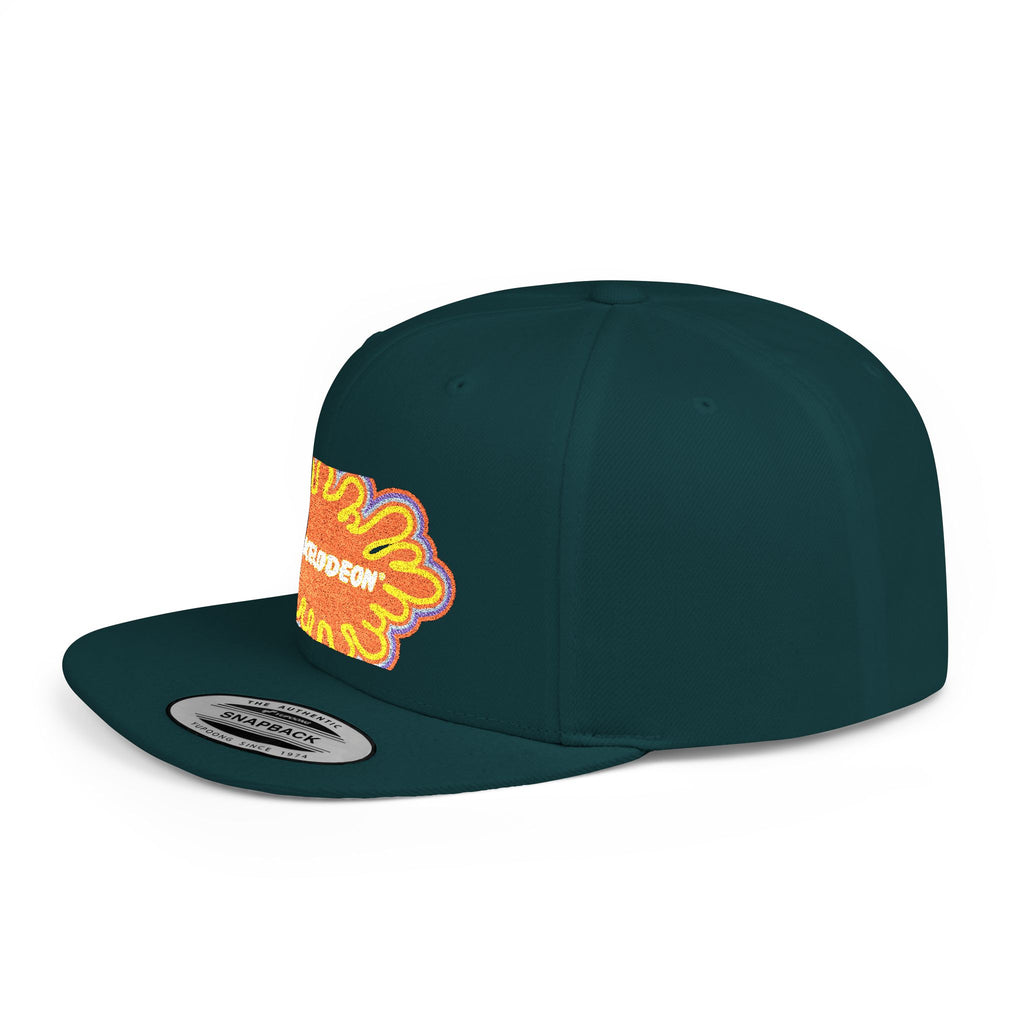 Nickelodeon Slime Logo Flat Bill Snapback Hat — Retro 90s Cartoon Cap