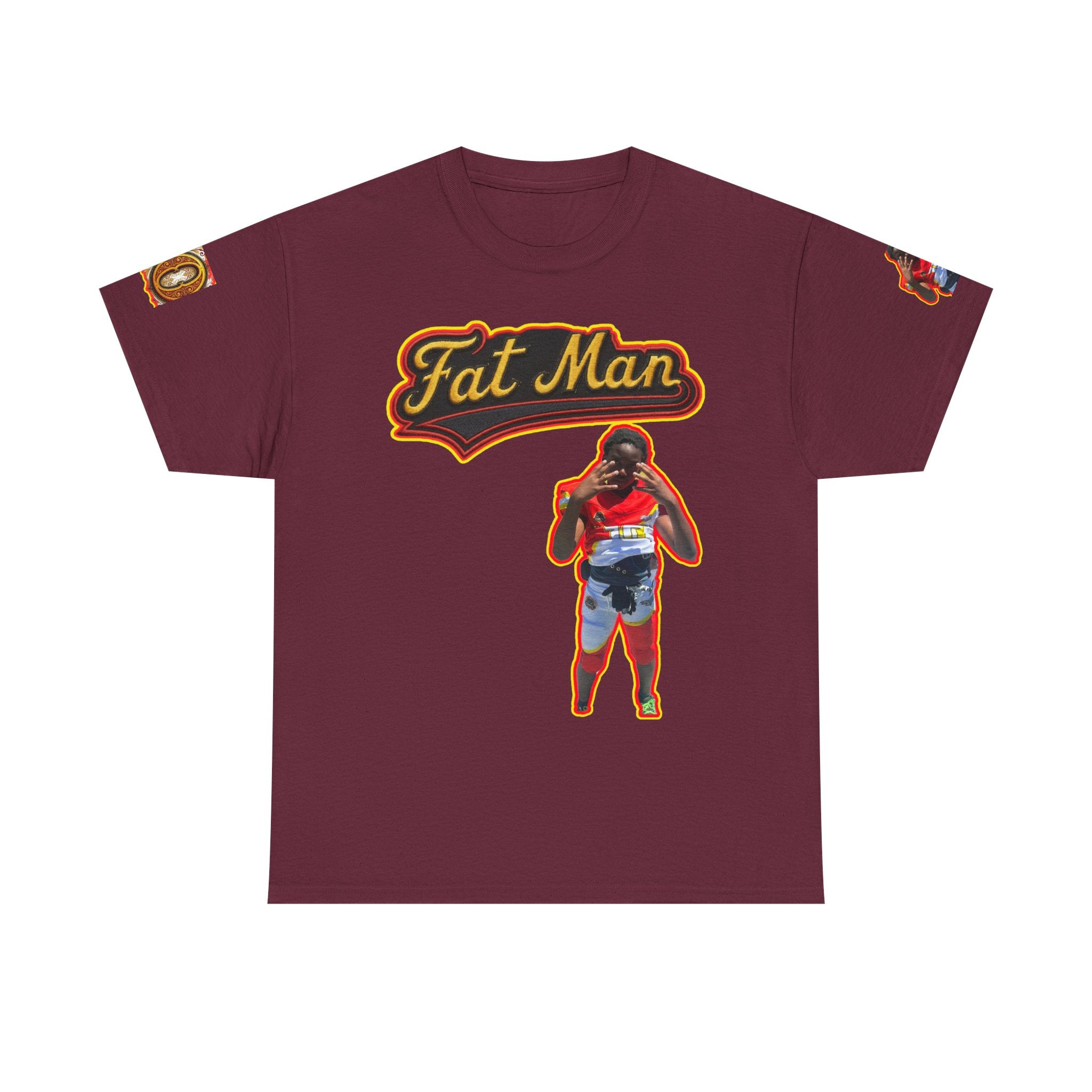 Fat Man Graphic Tee — Retro Boxing Design with '10' Back Patch