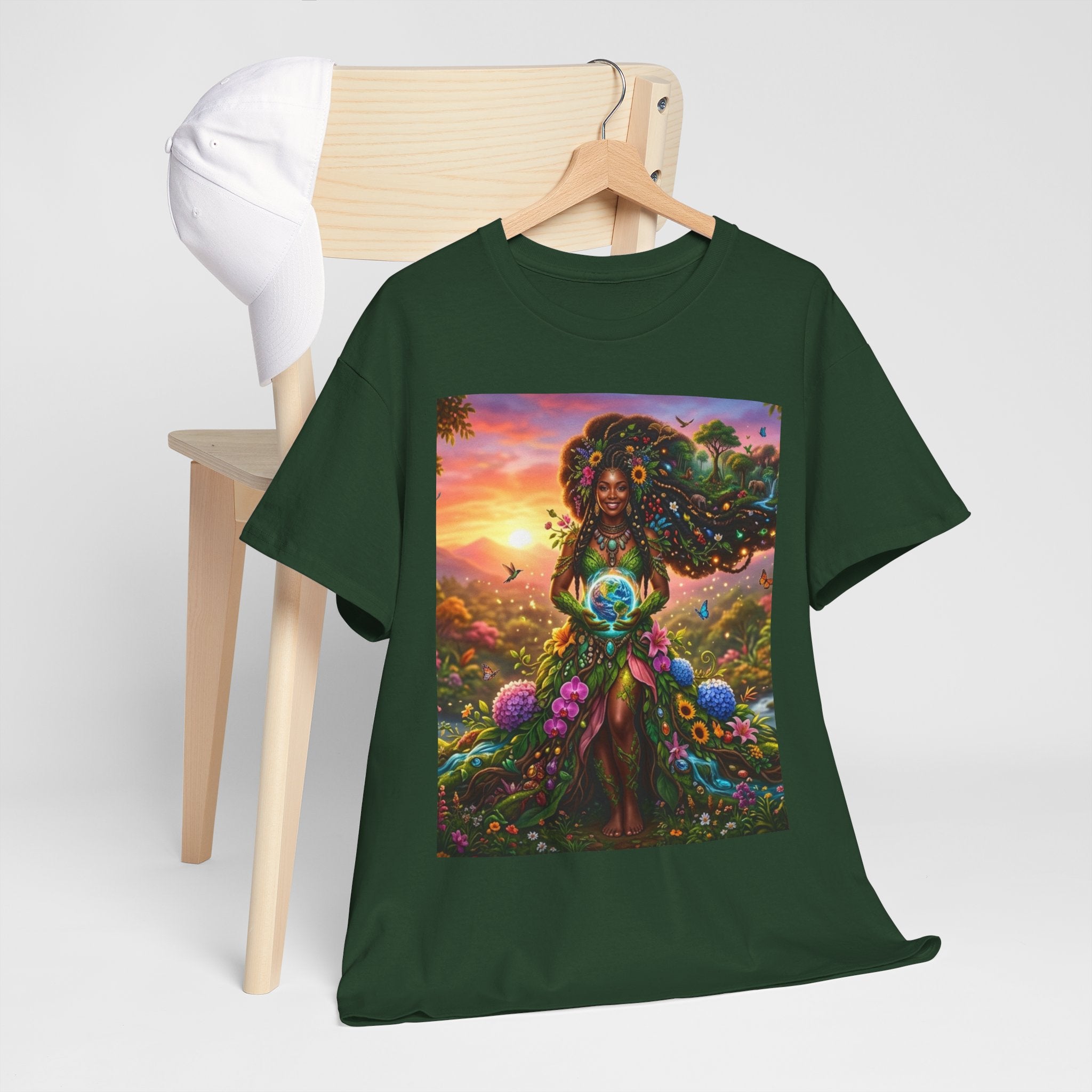 Earth Goddess T-Shirt — Vibrant Floral Nature Mother Graphic Tee