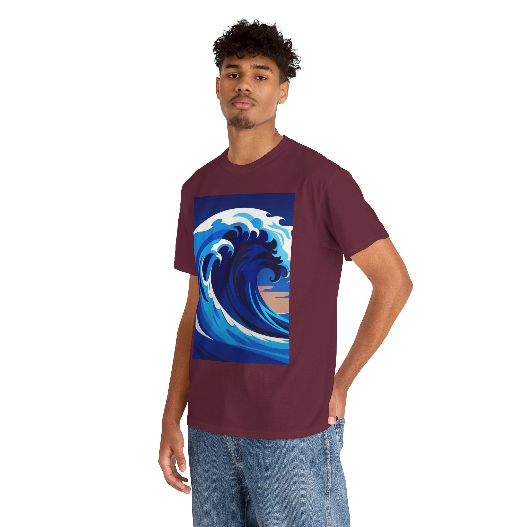 T-Shirt — Coastal Wave Graphic Tee (Ocean Sunset Wave Art)