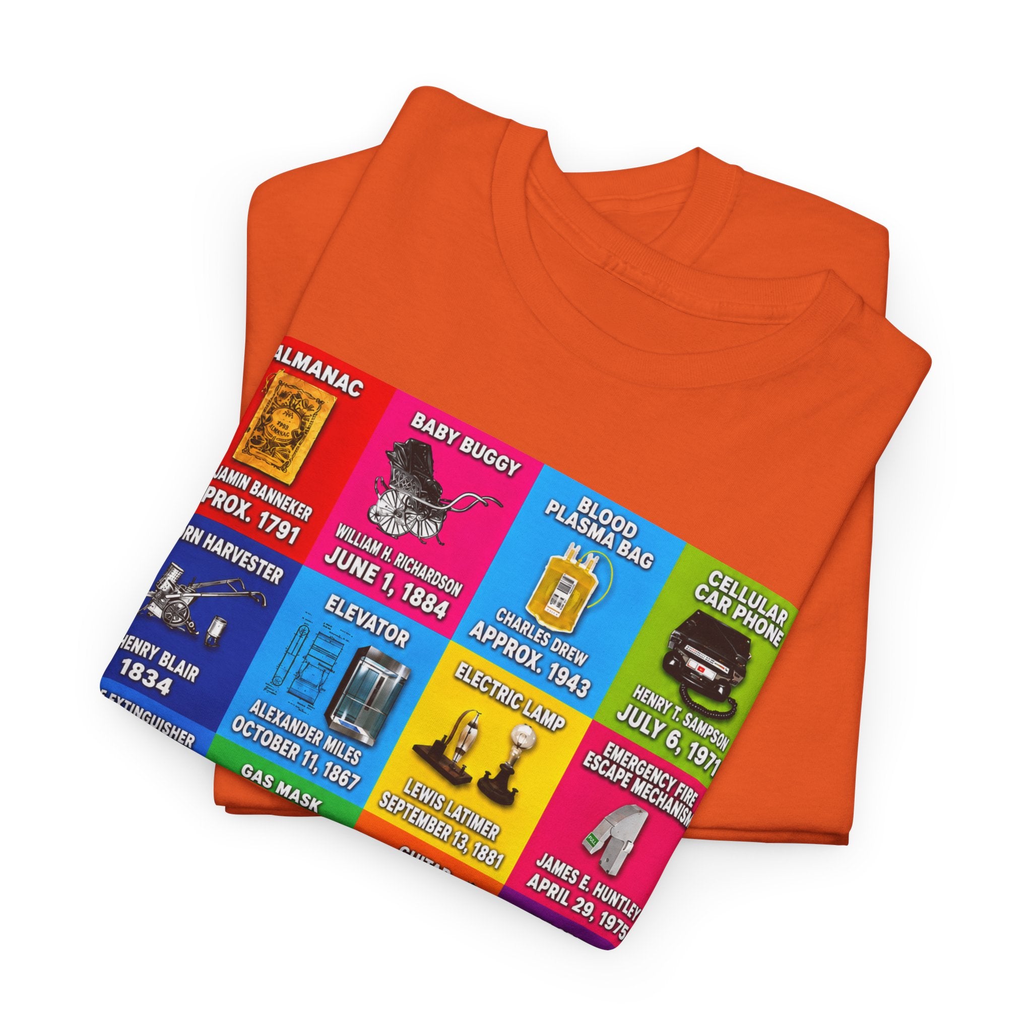 Black inventors Grid T‑Shirt — Colorful Historical Portraits Tee