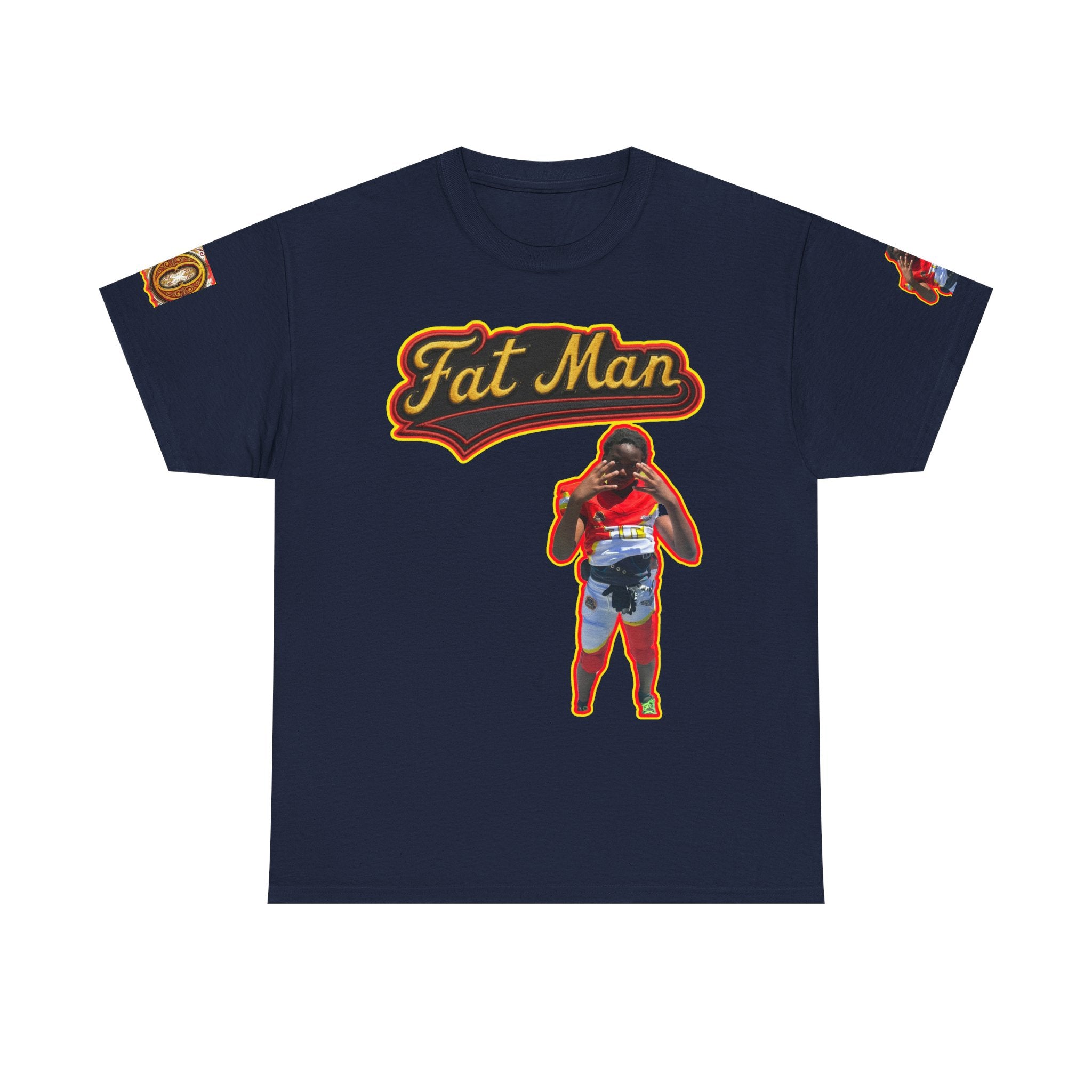 Fat Man Graphic Tee — Retro Boxing Design with '10' Back Patch