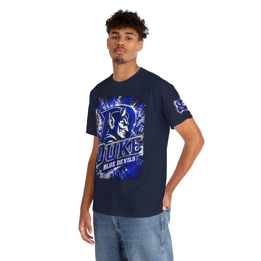 Duke Blue Devils Graphic Tee — Splatter Devil Logo T‑Shirt