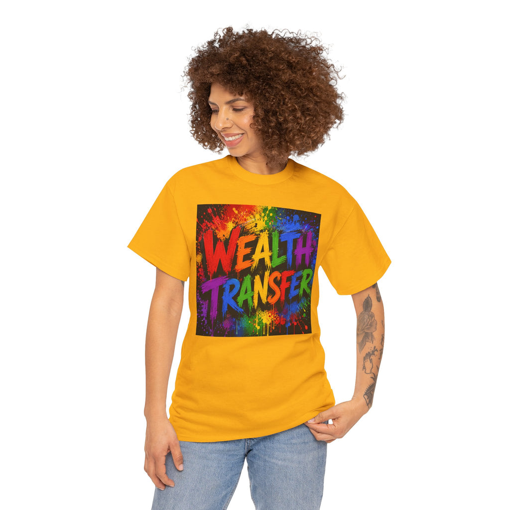 Wealth Transfer T-Shirt — Rainbow Graffiti Design (Back Fist Emblem)