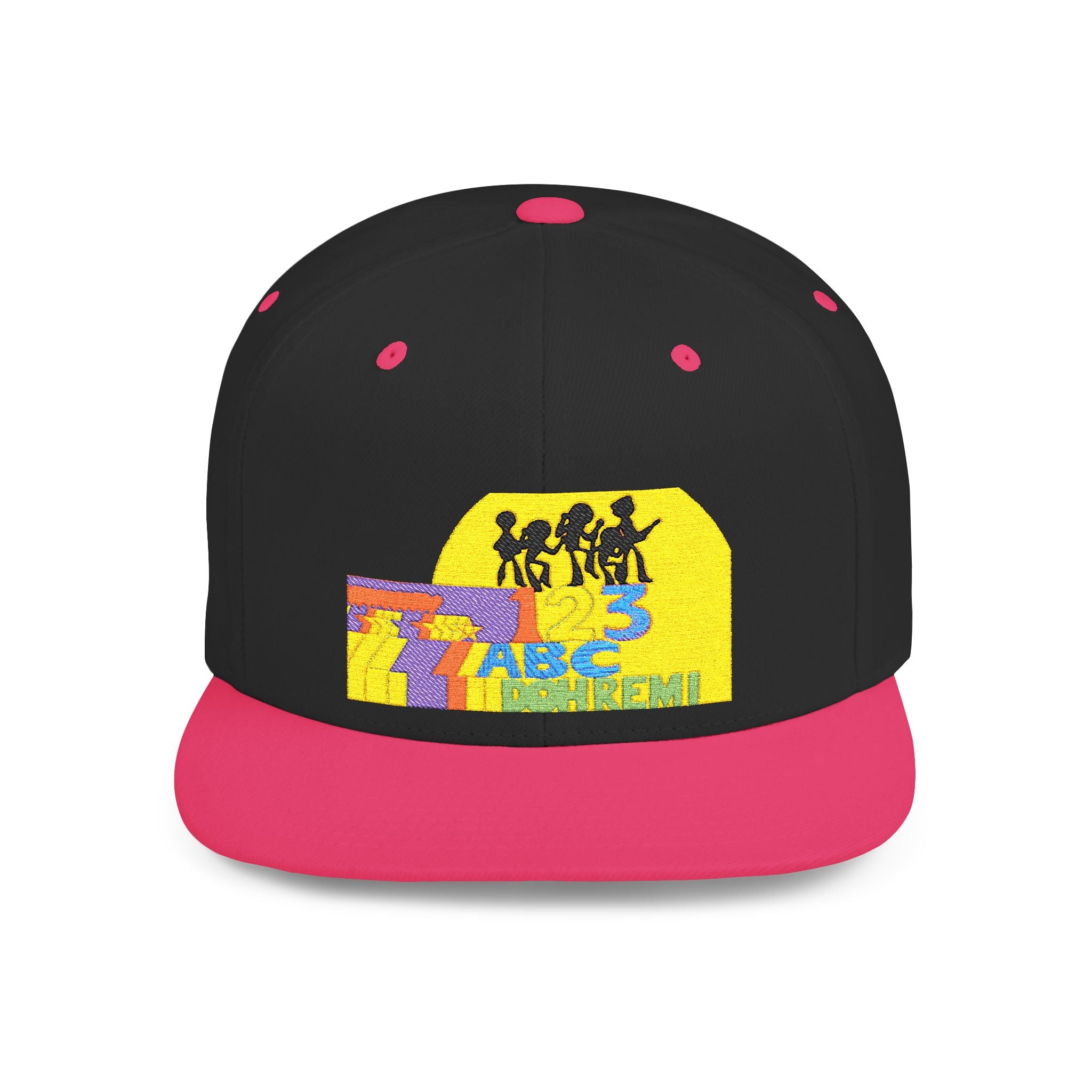 Flat Bill Snapback Hat — Retro Dance Crew Graphic Cap