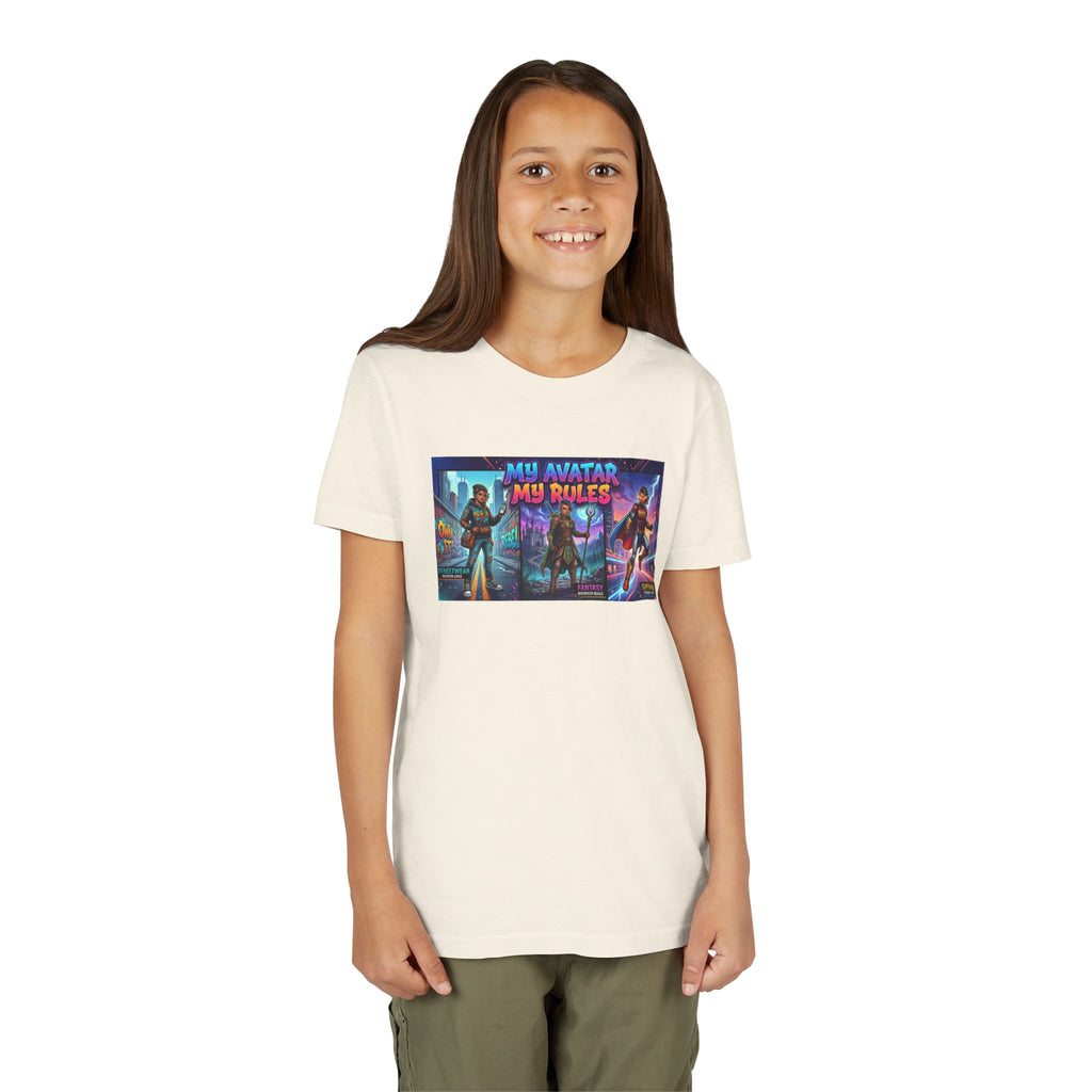 Youth Tee — “MY AVATAR MY RULES” Customizable Character Graphic
