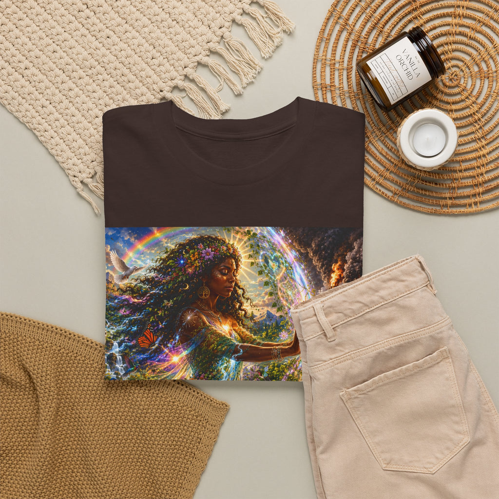 Cosmic Guardian Tee — Earth Mother Spiritual Graphic T-Shirt