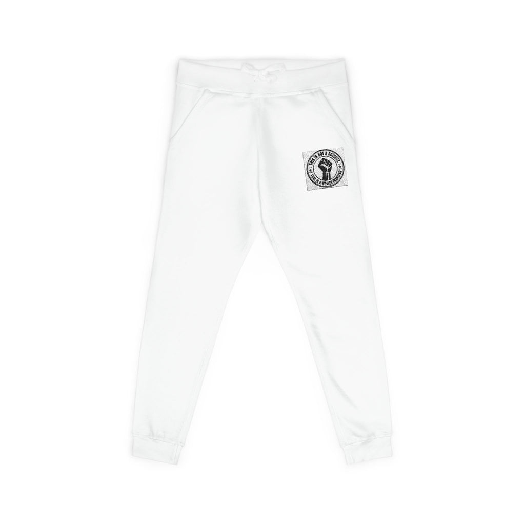 Copy of Embroidered White Fleece Sweatpants — Minimalist Skull Patch Joggers