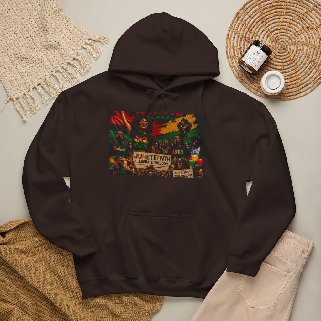 Juneteenth Celebration Hoodie — Juneteenth 1865 Freedom Retro Graphic Hooded Sweatshirt