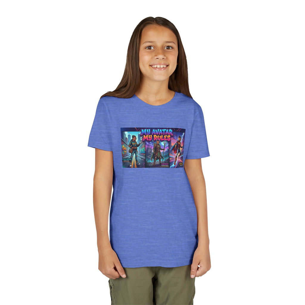 Youth Tee — “MY AVATAR MY RULES” Customizable Character Graphic