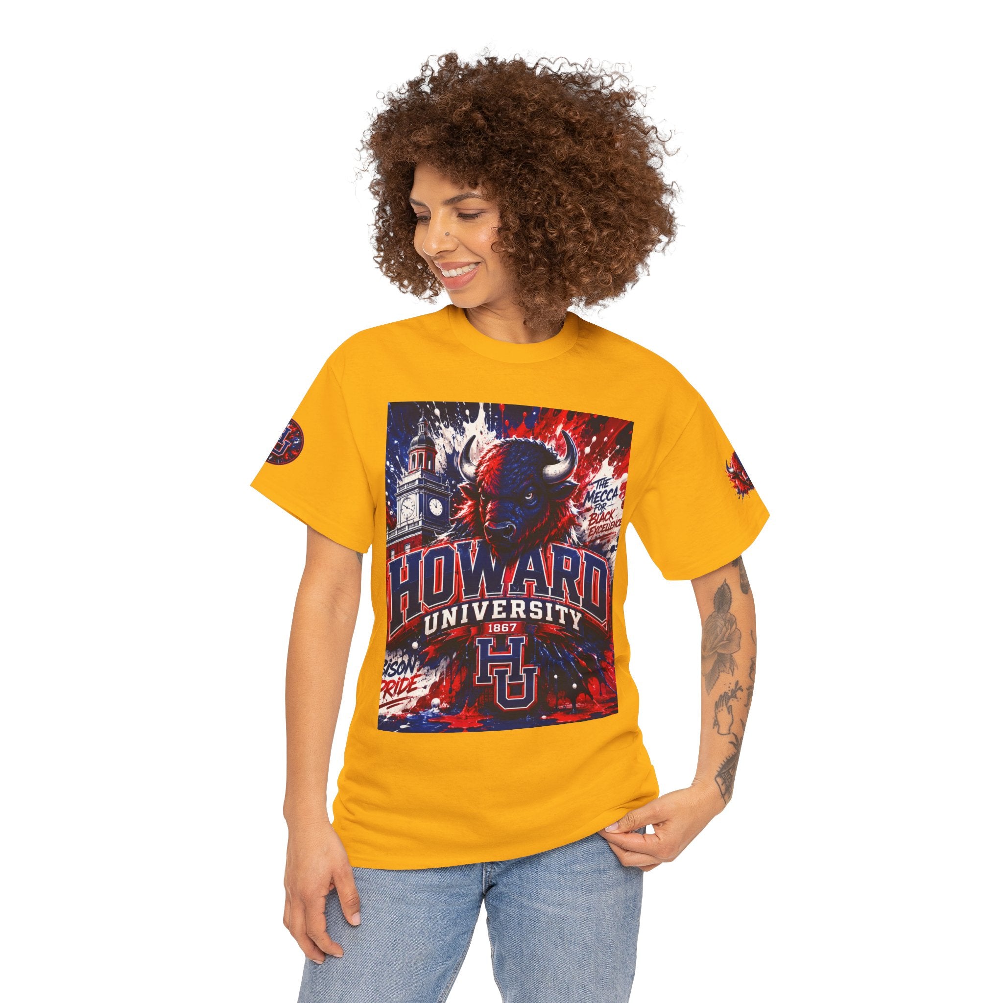 Howard University Buffalo Spirit Tee — HU Bison Red & Blue Campus Shirt