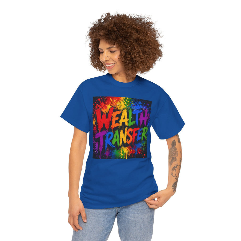 Wealth Transfer T-Shirt — Rainbow Graffiti Design (Back Fist Emblem)