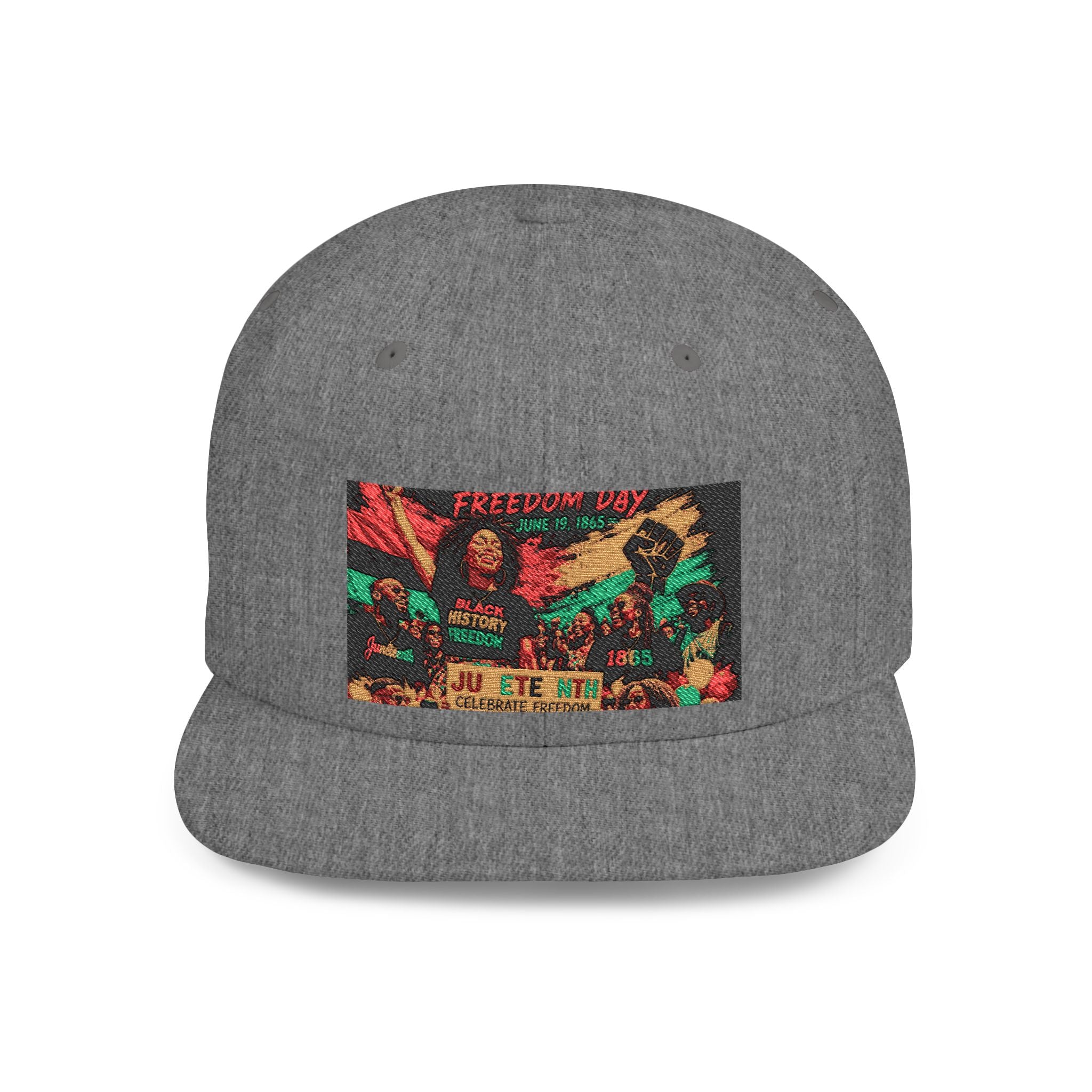 Reggae Vibes Flat Bill Snapback Hat — Colorful Rasta Music Patch