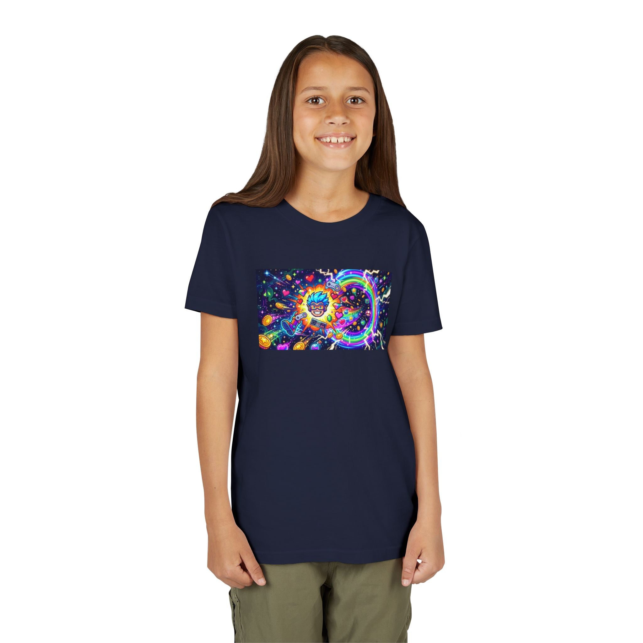 Kids Gaming Tee — Neon Rainbow Portal Gamer Shirt