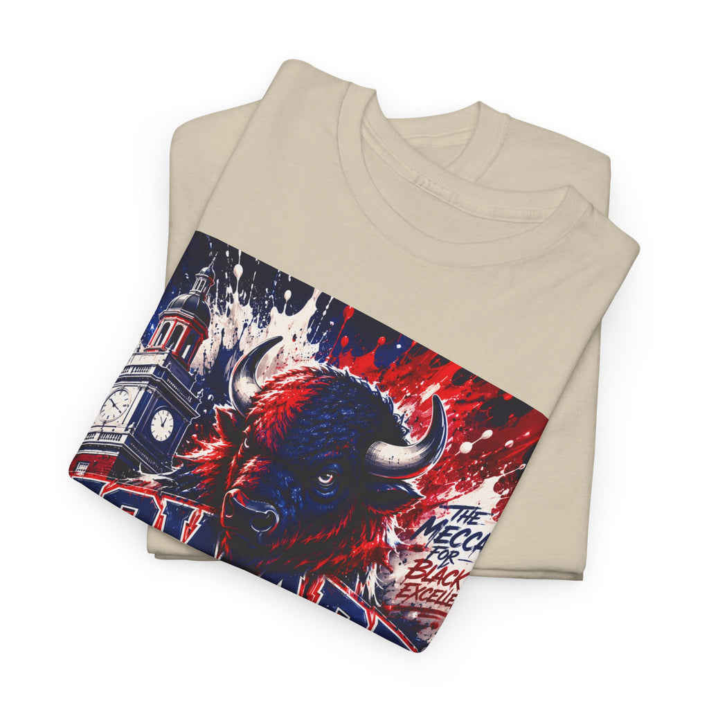Howard University Buffalo Spirit Tee — HU Bison Red & Blue Campus Shirt