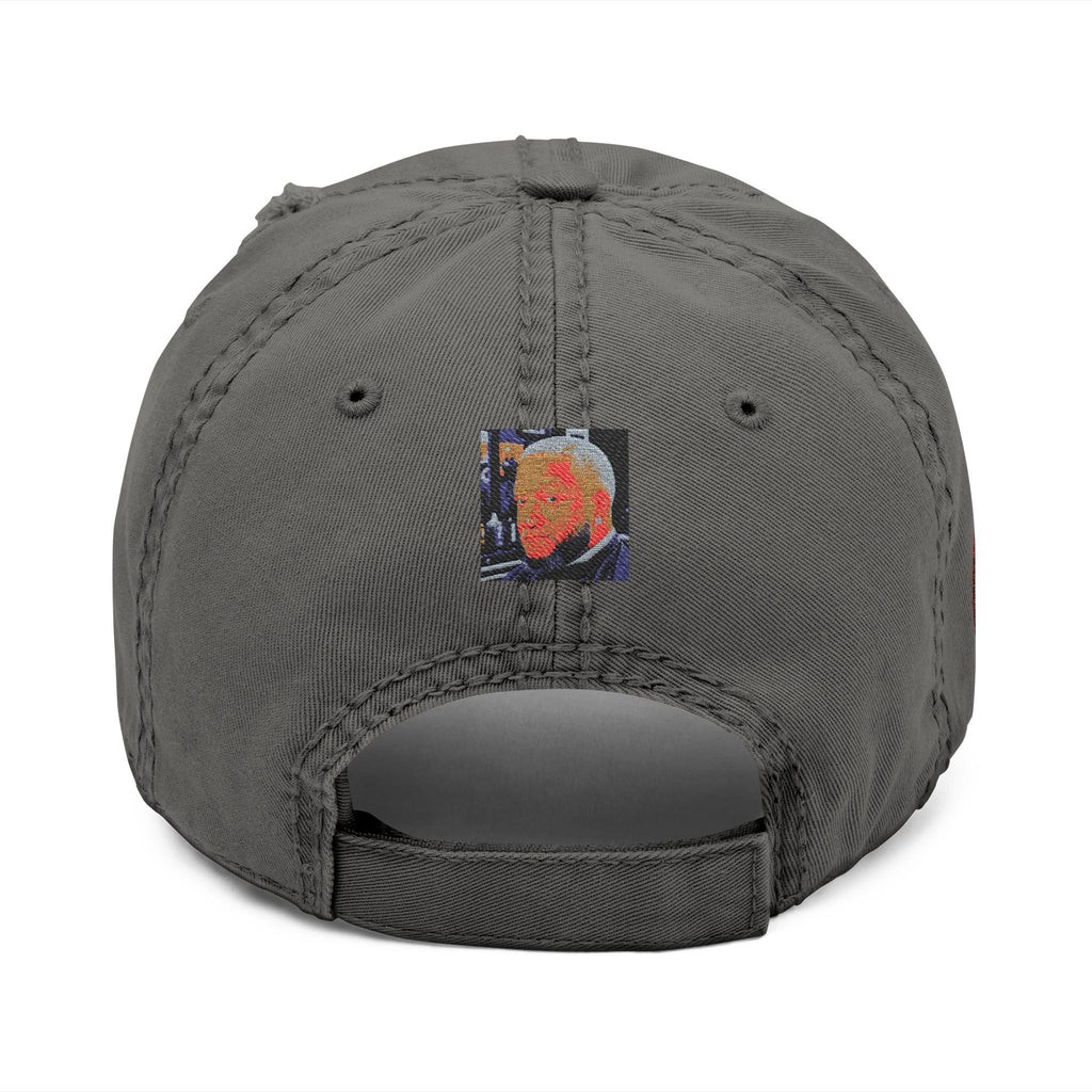 Distressed Embroidered Dad Hat - Vintage Fist Patch