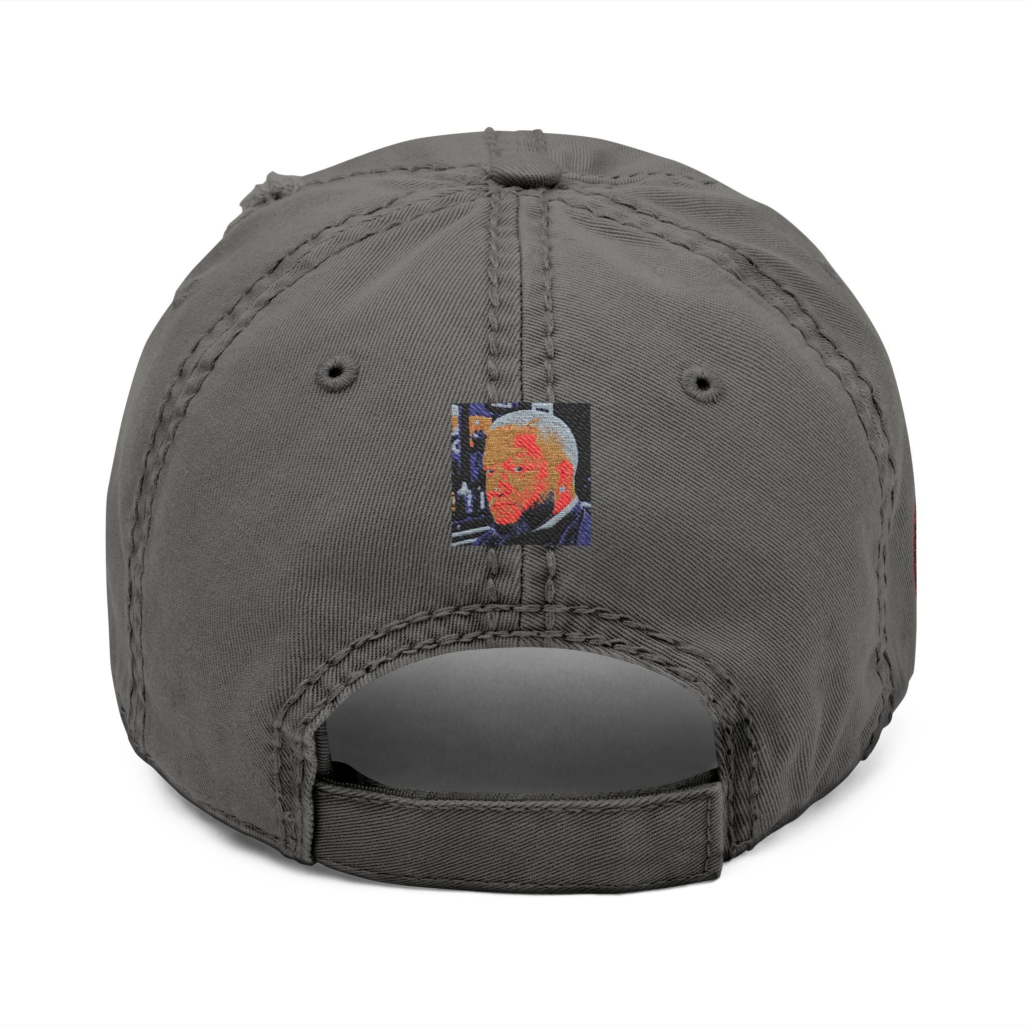 Distressed Embroidered Dad Hat - Vintage Fist Patch