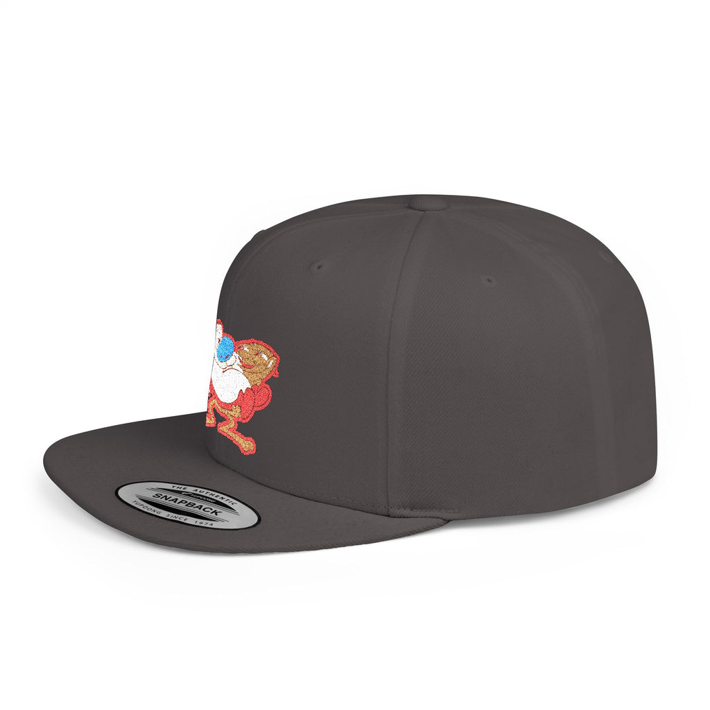 Retro Cartoon Egg Character Flat Bill Snapback Hat