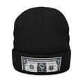 Embroidered Money Patch Ribbed Beanie - Streetwear Cash Cuff Hat