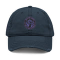 Distressed Embroidered Dad Hat — Raised Fist Logo (Purple)