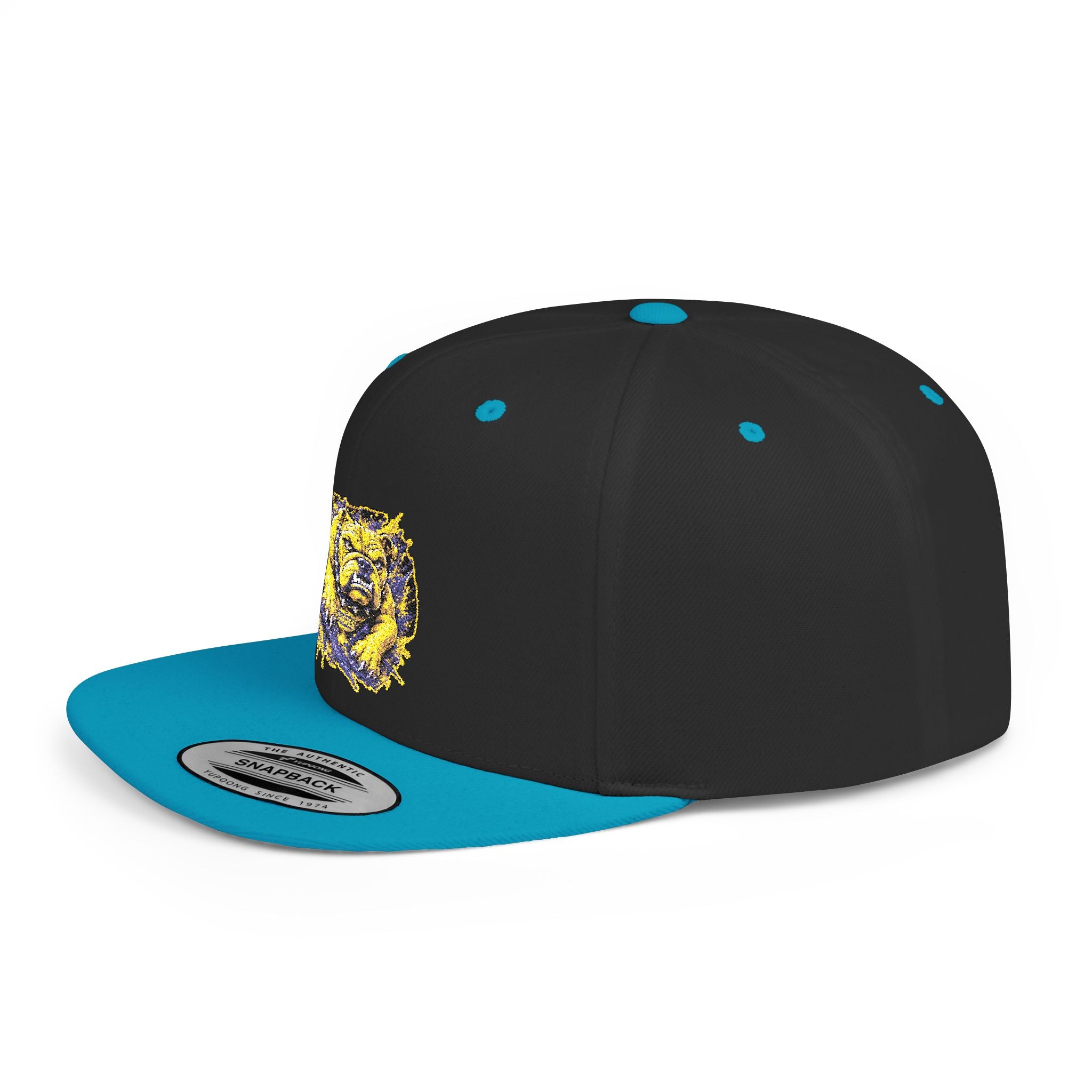 Lion Watercolor Snapback Hat — Yellow & Purple Lion Design