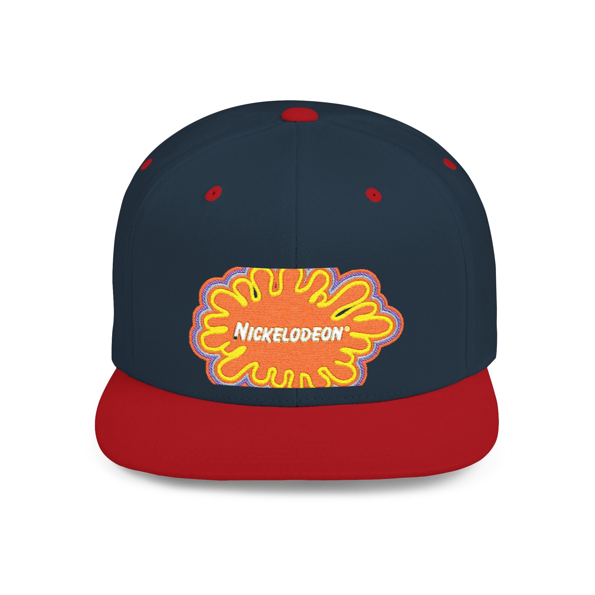 Nickelodeon Slime Logo Flat Bill Snapback Hat — Retro 90s Cartoon Cap