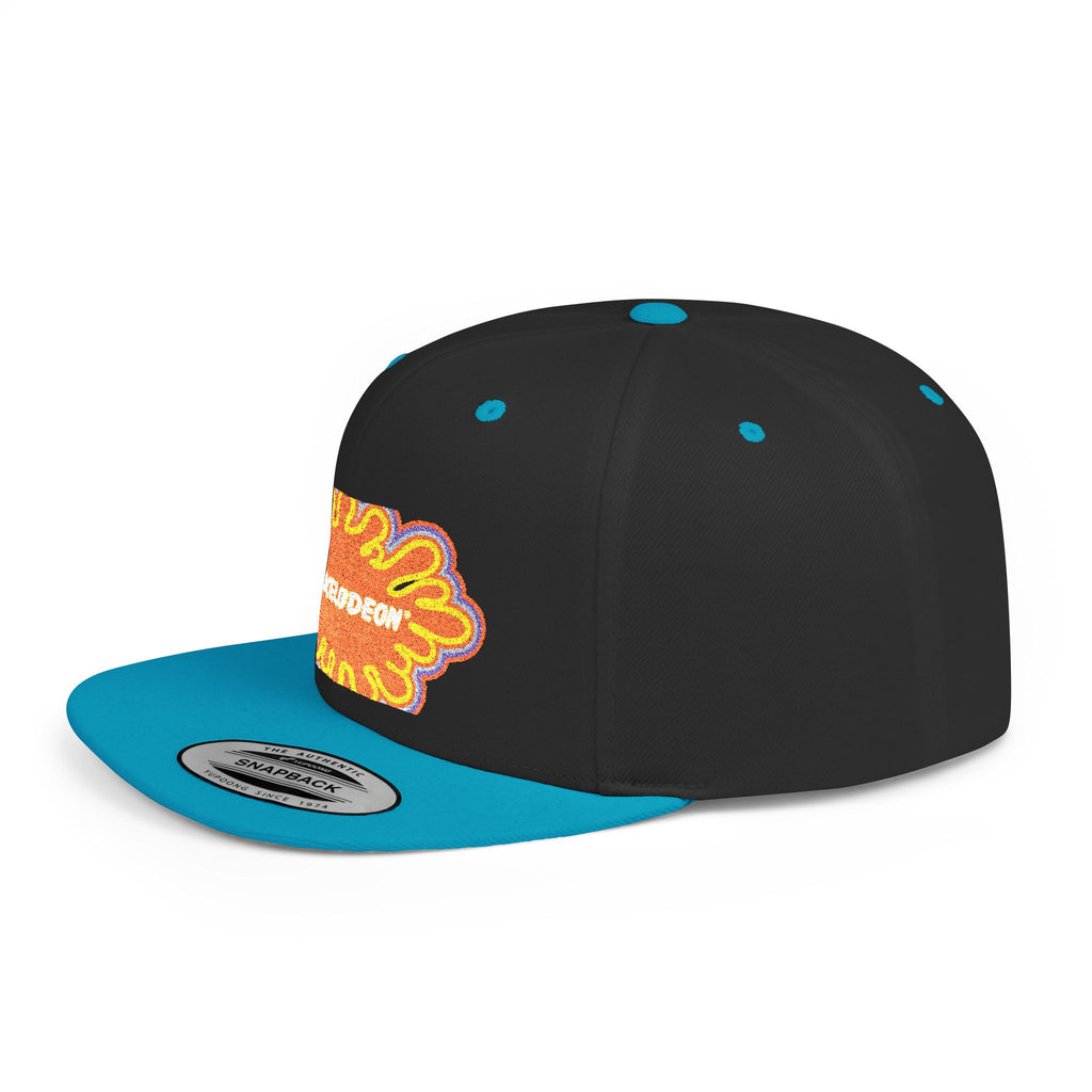 Nickelodeon Slime Logo Flat Bill Snapback Hat — Retro 90s Cartoon Cap