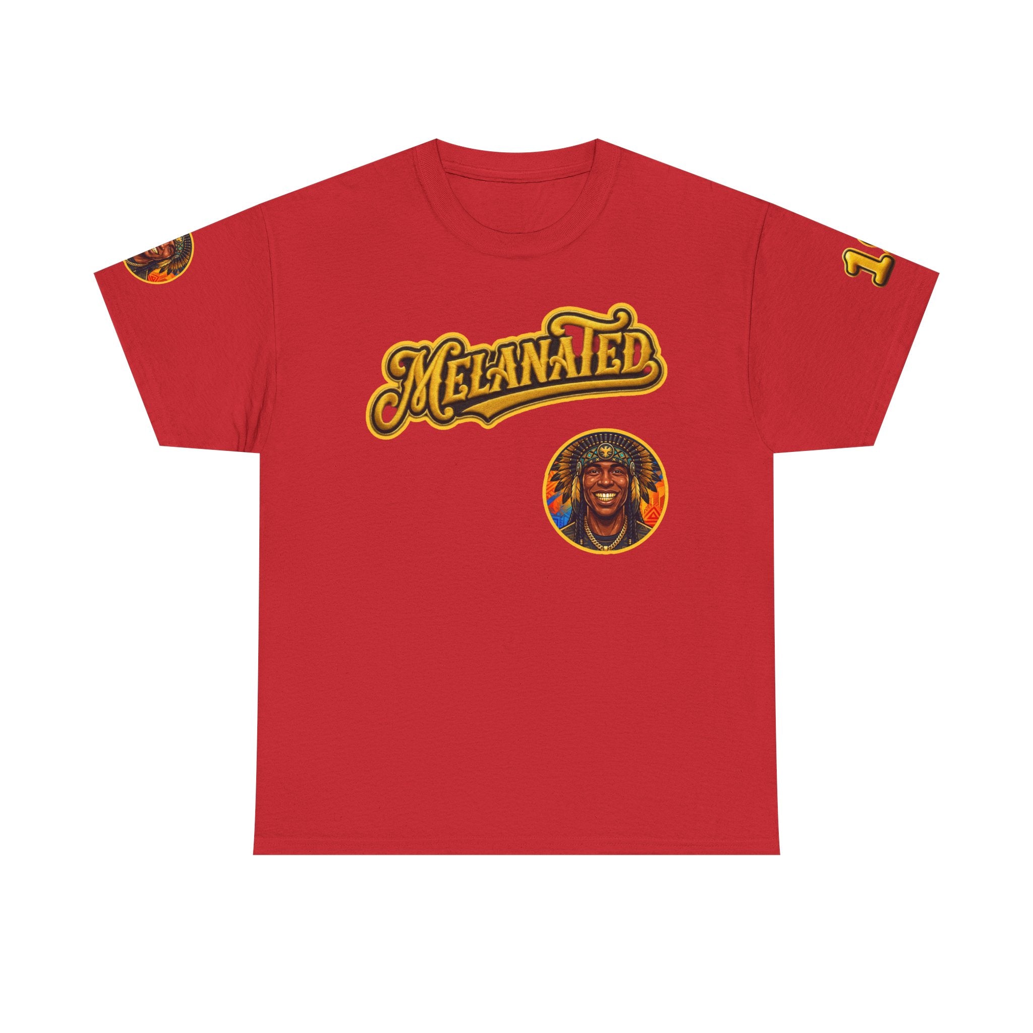 Melanated 19 Graphic Tee — Retro Script Logo & Gold Number Baseball Shirt