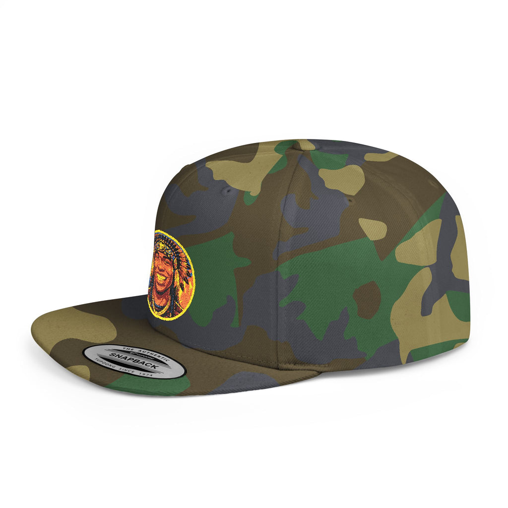 Snapback Hat — Vibrant Tribal Lion Patch Flat Bill Cap