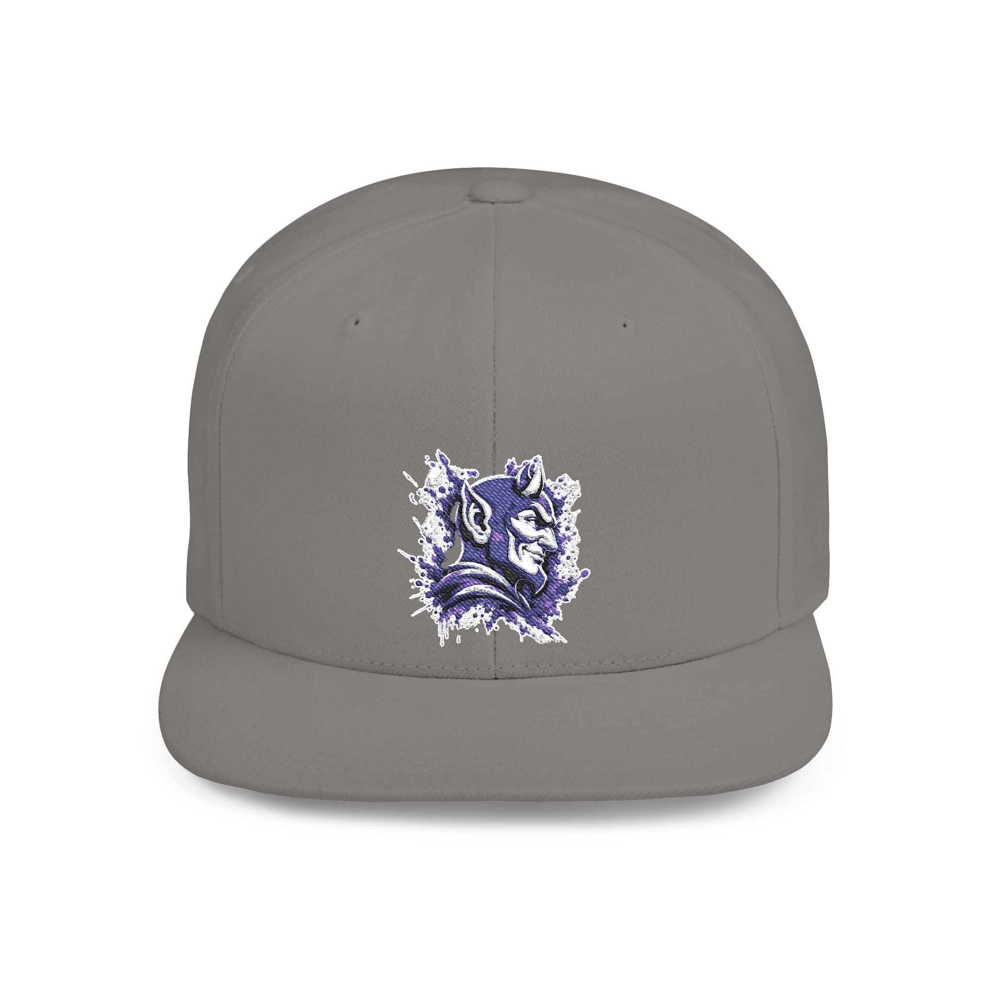 Snapback Hat — Abstract Purple Splash Crown Embroidered Flat Bill