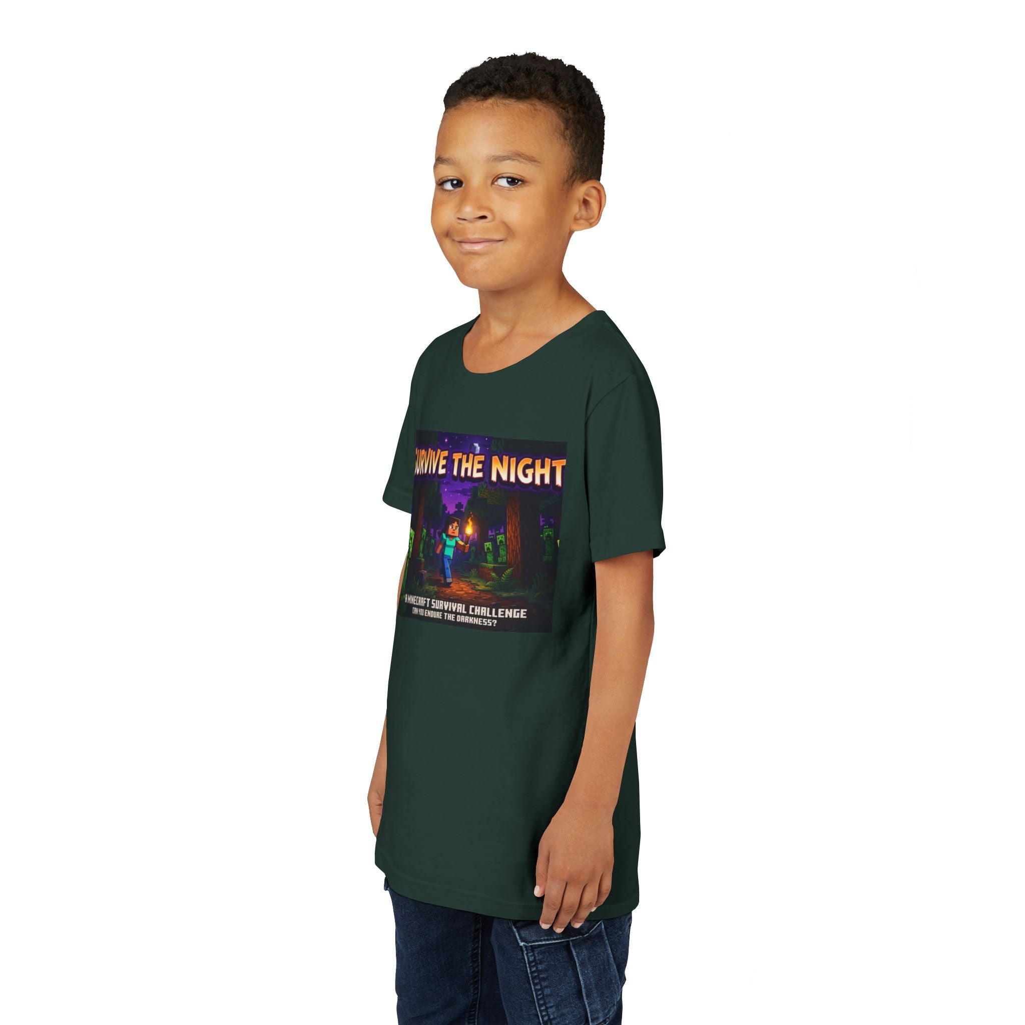 Survive the Night Youth Tee — Glowing Creeper Night Gamer Shirt