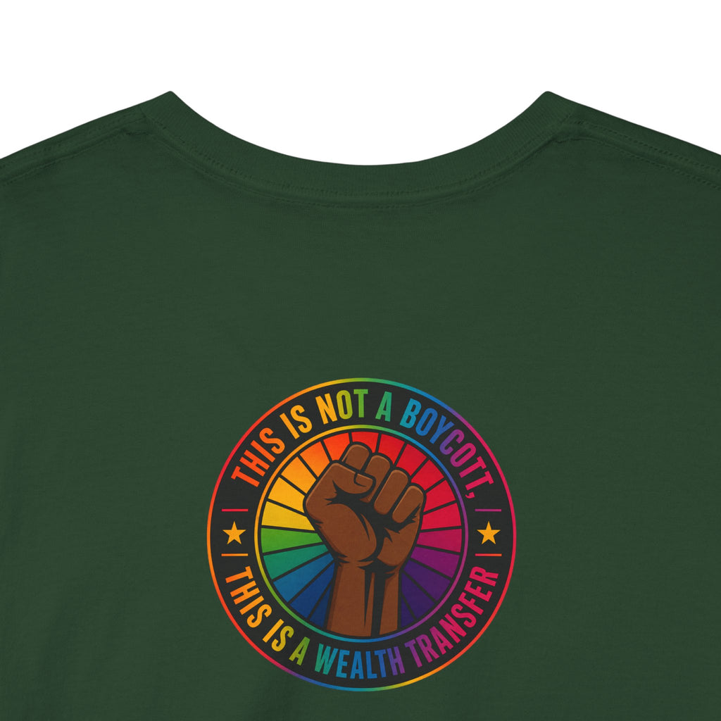 Graphic Tee — "I'm White, But Not THAT White" Illustration with Back Raised Fist Logo