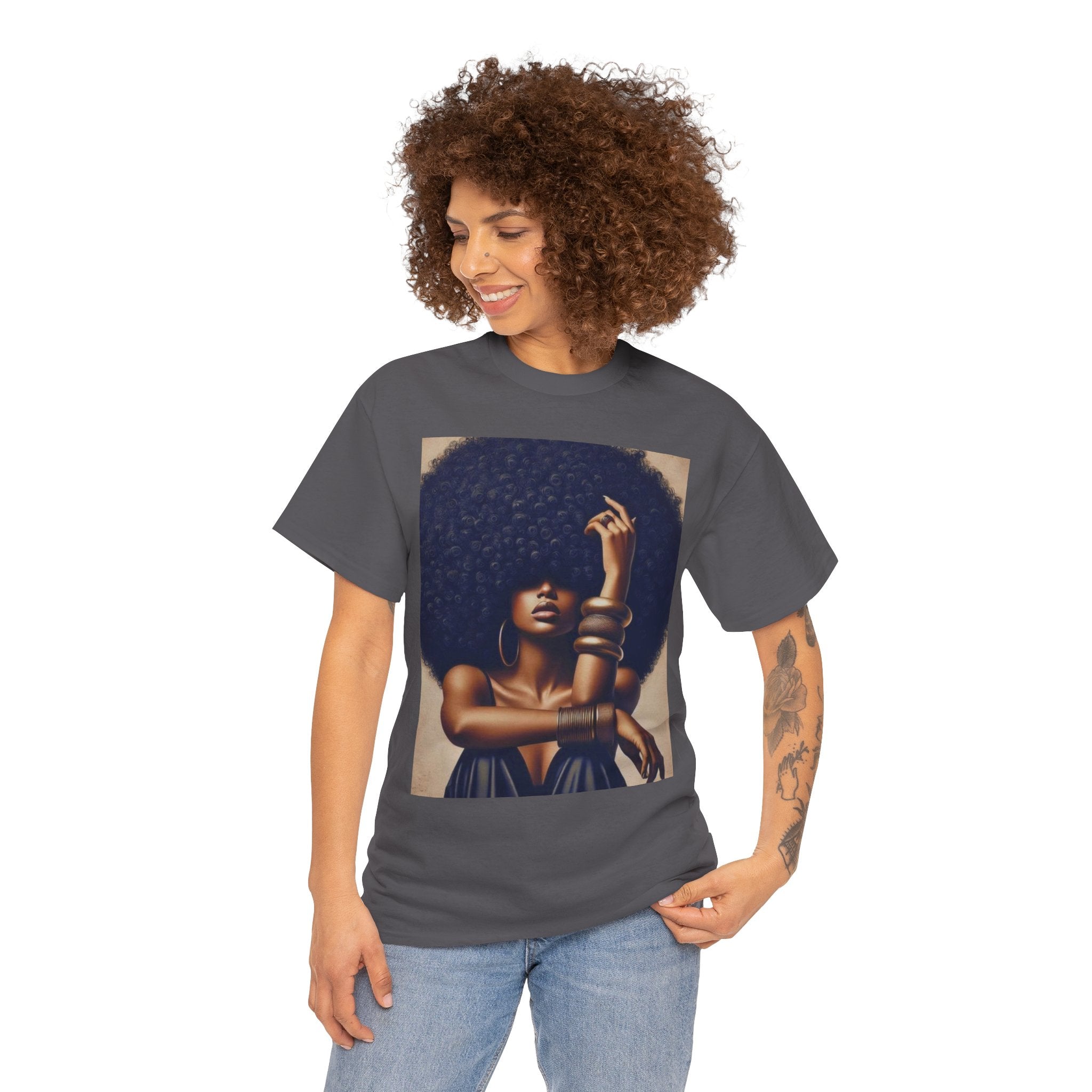 Afro Goddess Portrait Tee — Empowerment Graphic T-Shirt