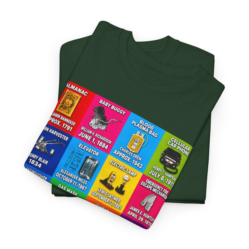 Black inventors Grid T‑Shirt — Colorful Historical Portraits Tee