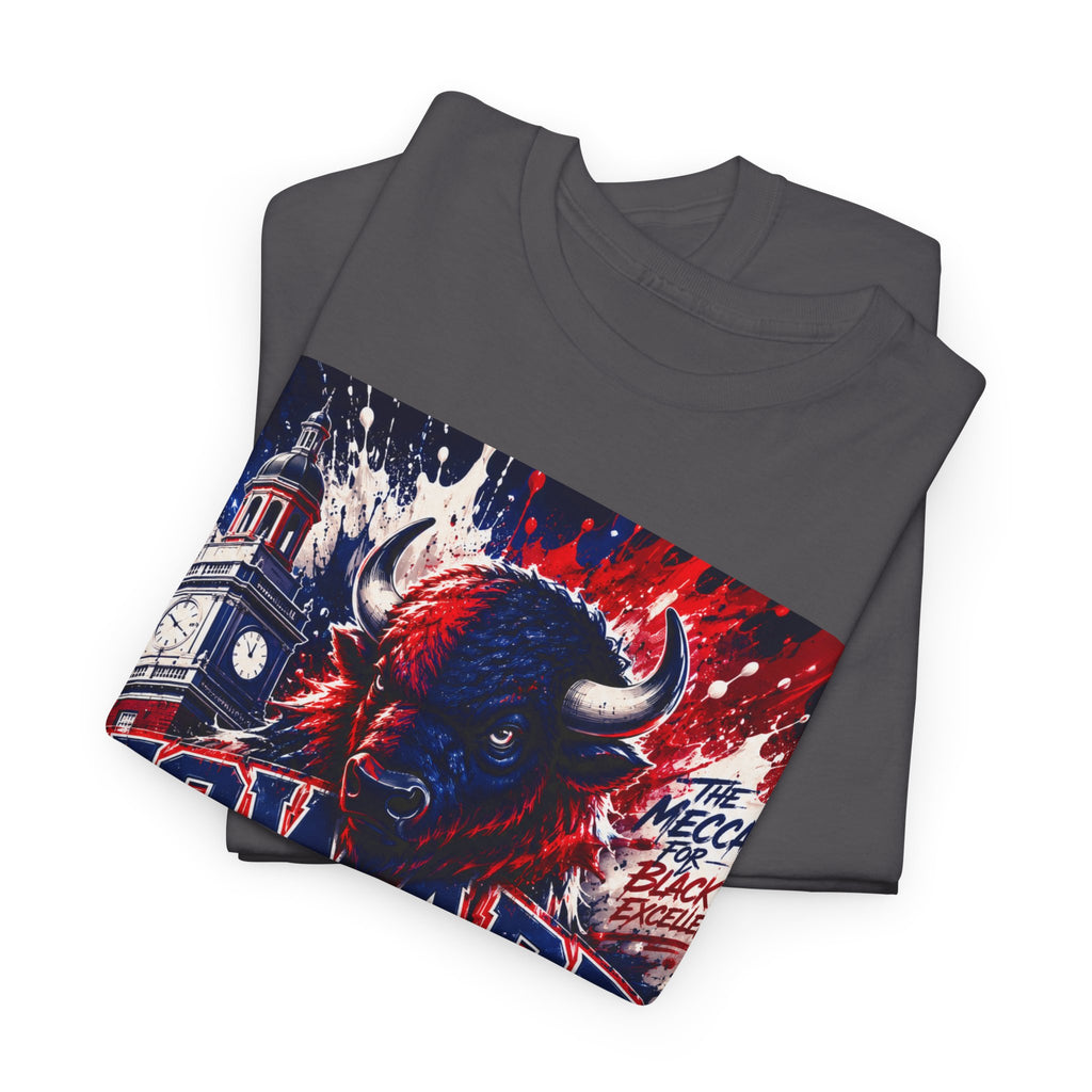 Howard University Buffalo Spirit Tee — HU Bison Red & Blue Campus Shirt