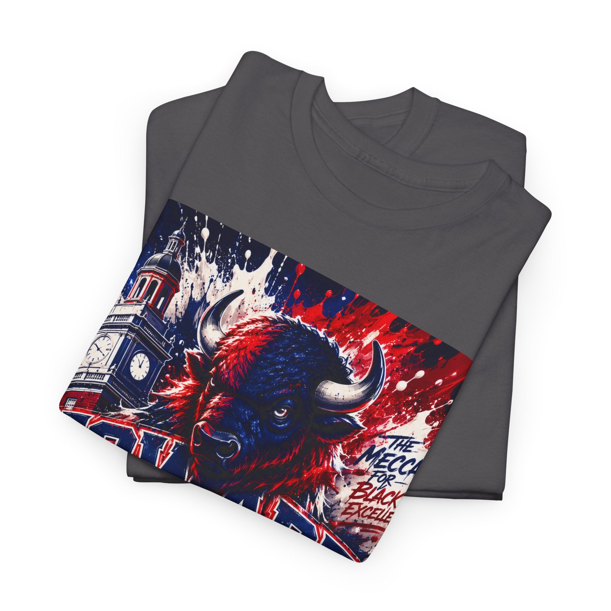 Howard University Buffalo Spirit Tee — HU Bison Red & Blue Campus Shirt