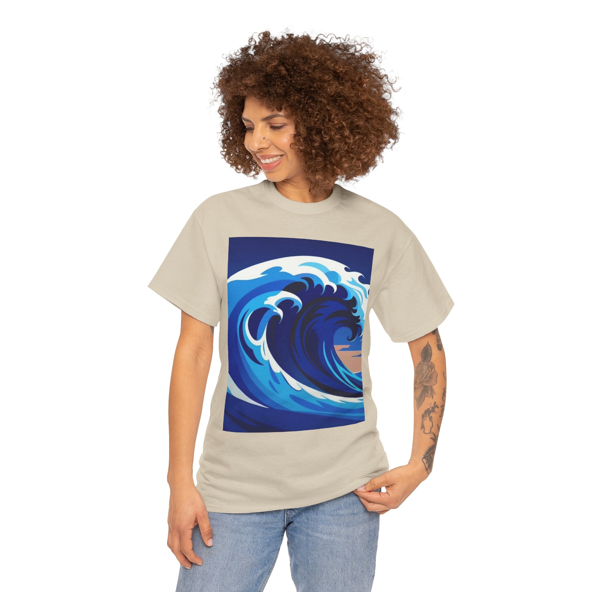 T-Shirt — Coastal Wave Graphic Tee (Ocean Sunset Wave Art)