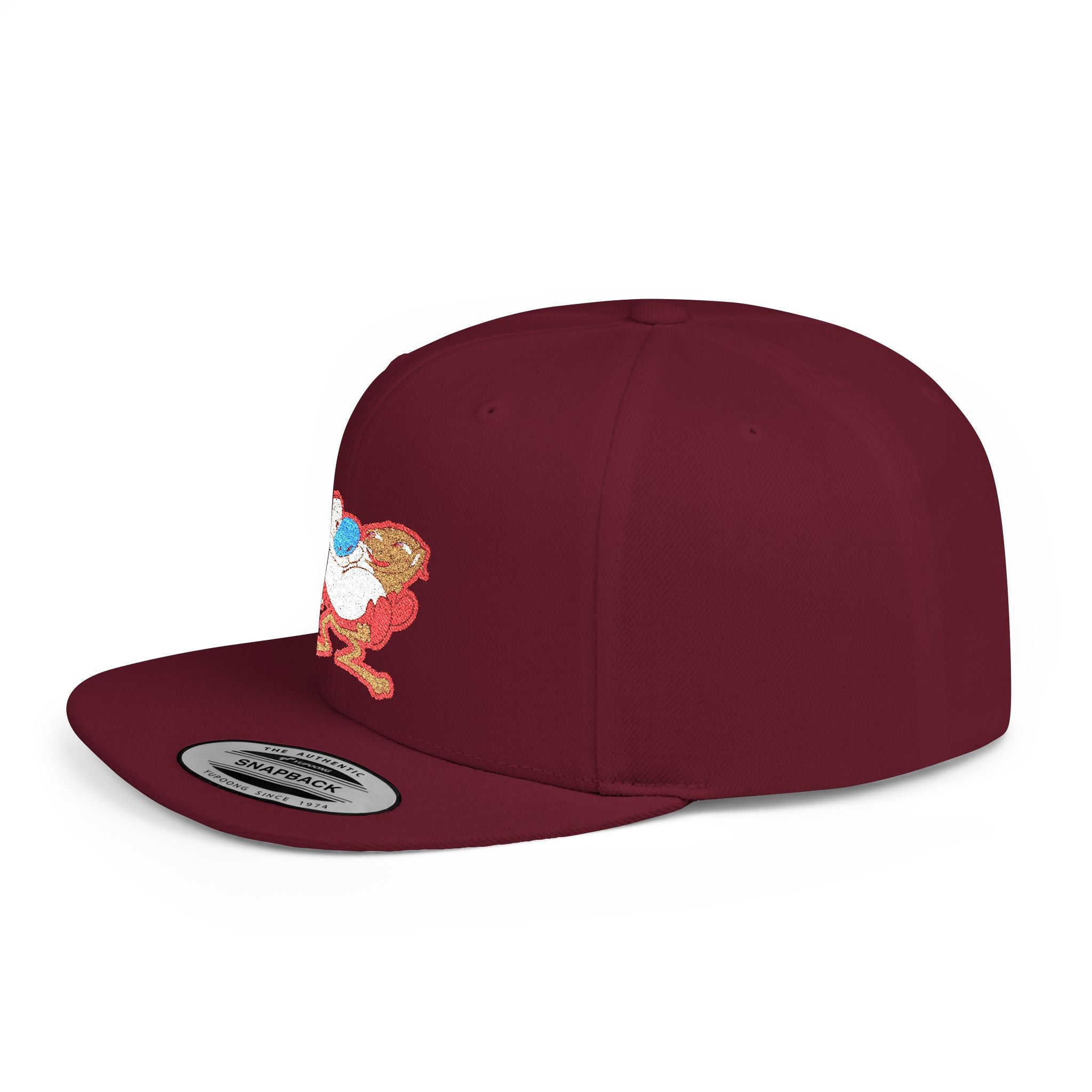 Retro Cartoon Egg Character Flat Bill Snapback Hat
