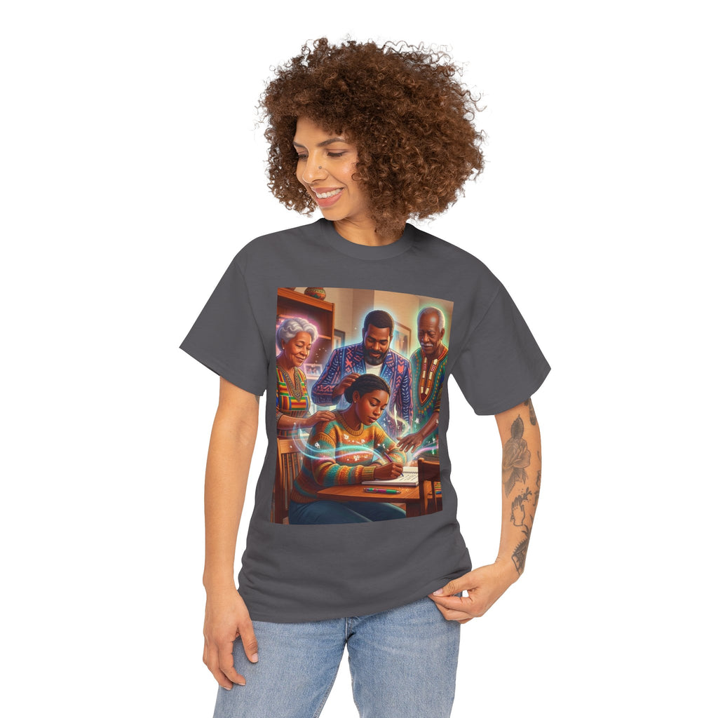 Black Family Study Night T-Shirt — Inspirational Afrofuturist Classroom Artwork