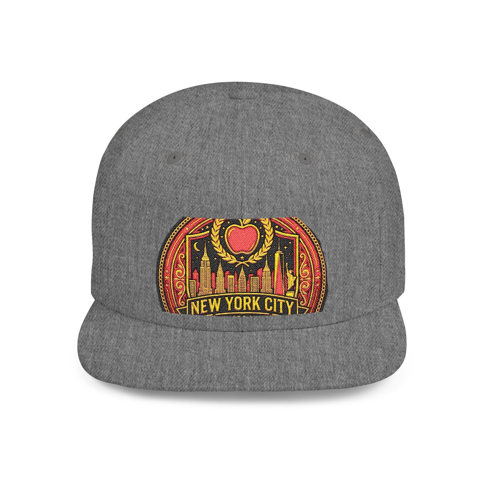 New York City Flat Bill Snapback Hat – Retro Skyline Patch Cap