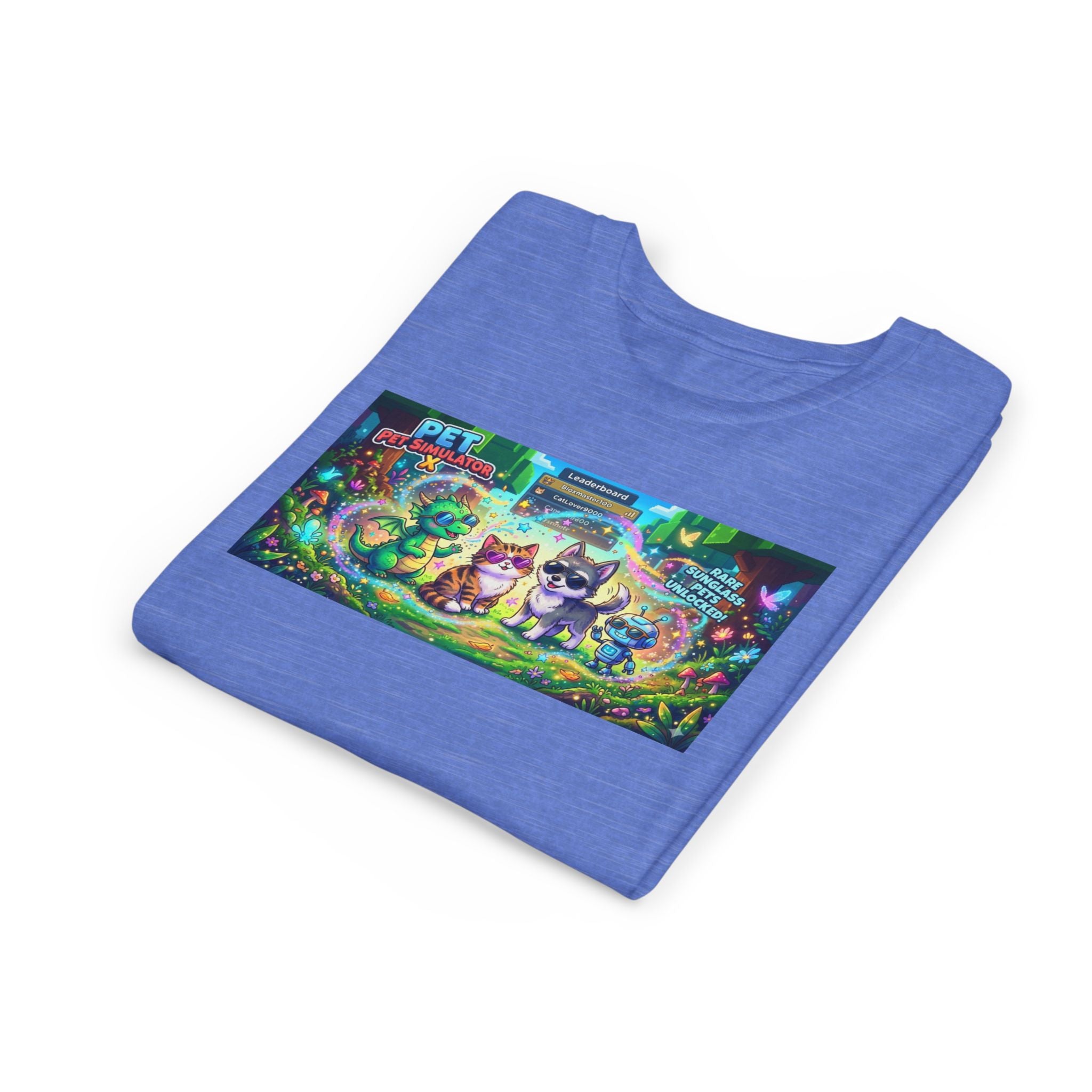 Cute Fantasy Pets Sunglasses Tee — Dragon, Cat, Wolf & Robot Pets