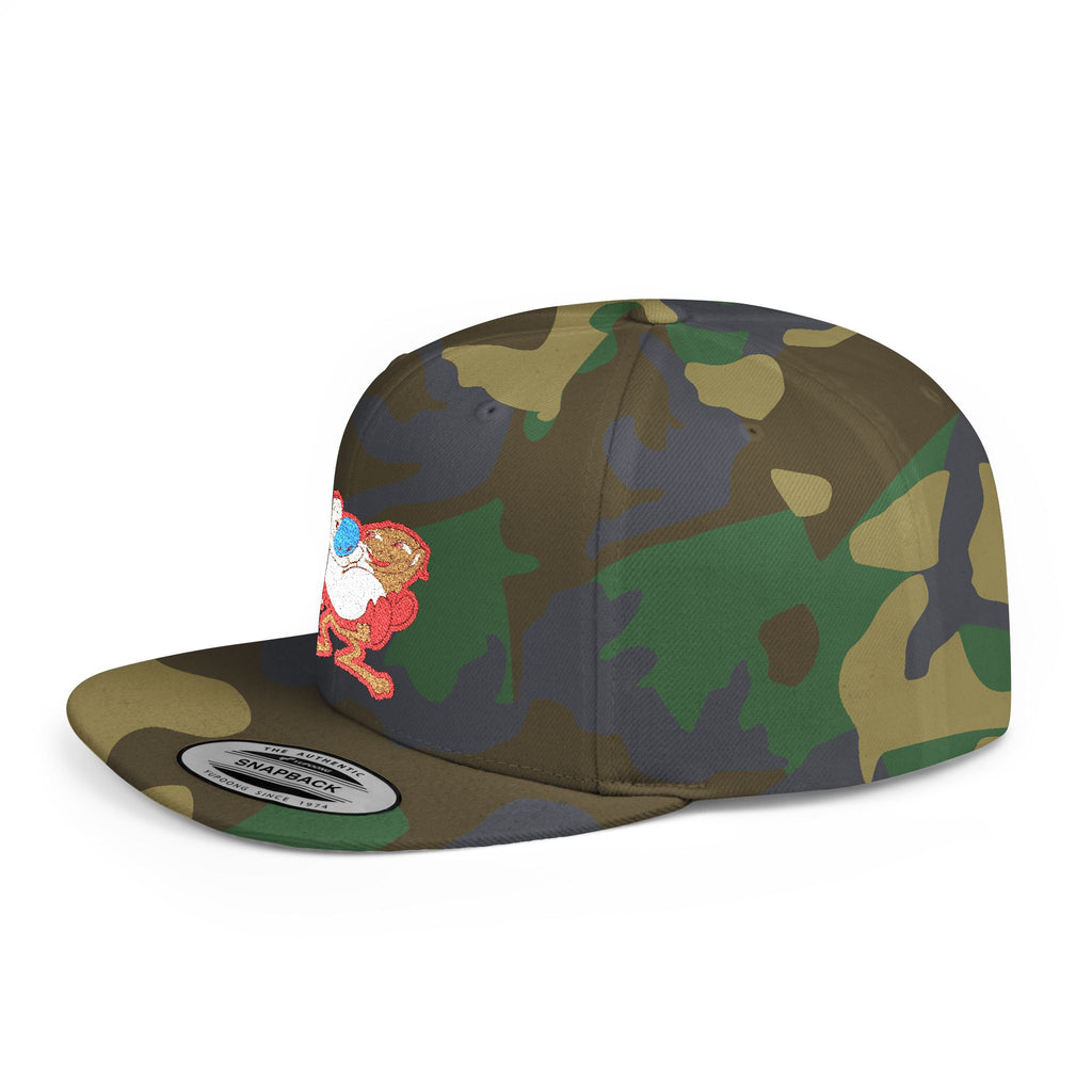 Retro Cartoon Egg Character Flat Bill Snapback Hat