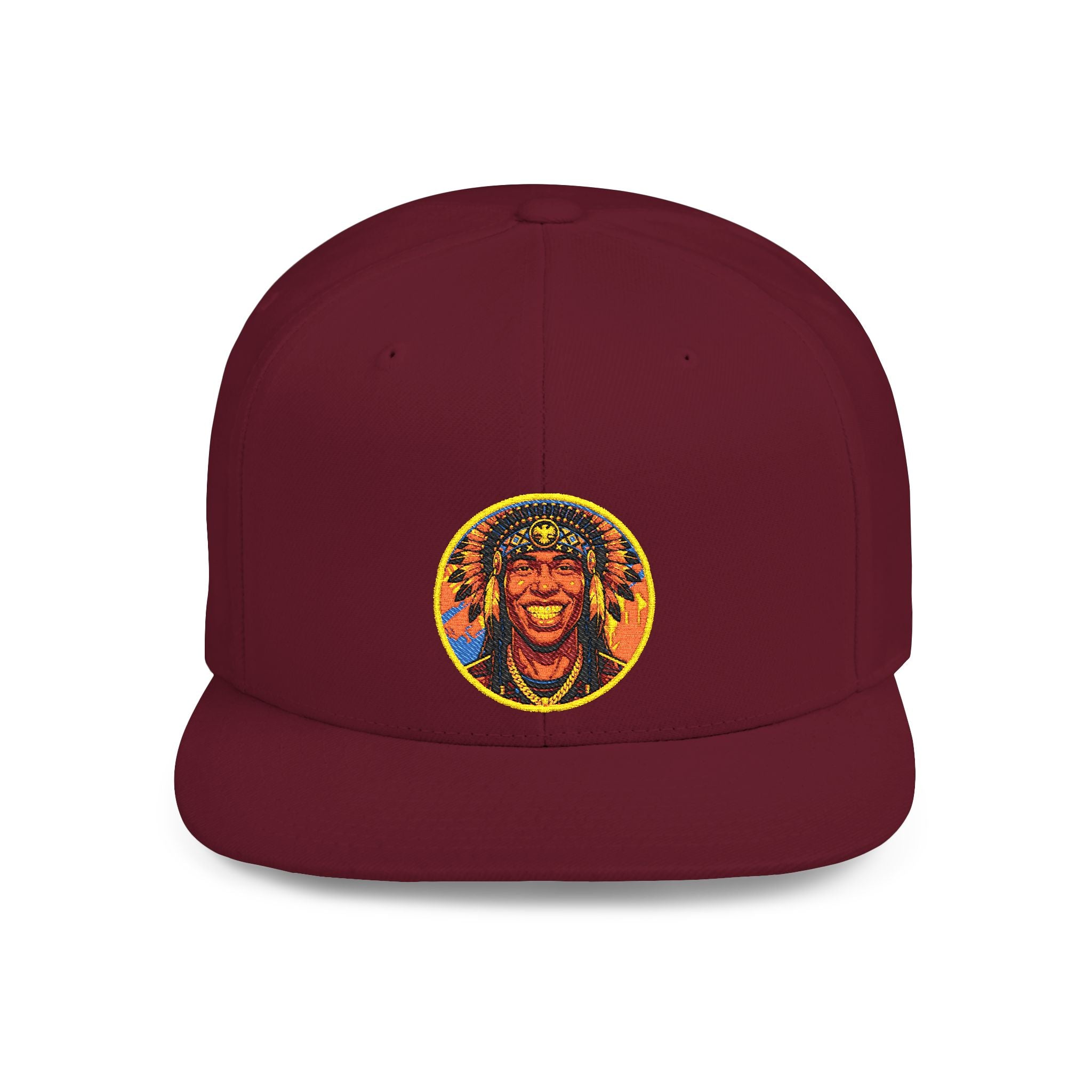 Snapback Hat — Vibrant Tribal Lion Patch Flat Bill Cap