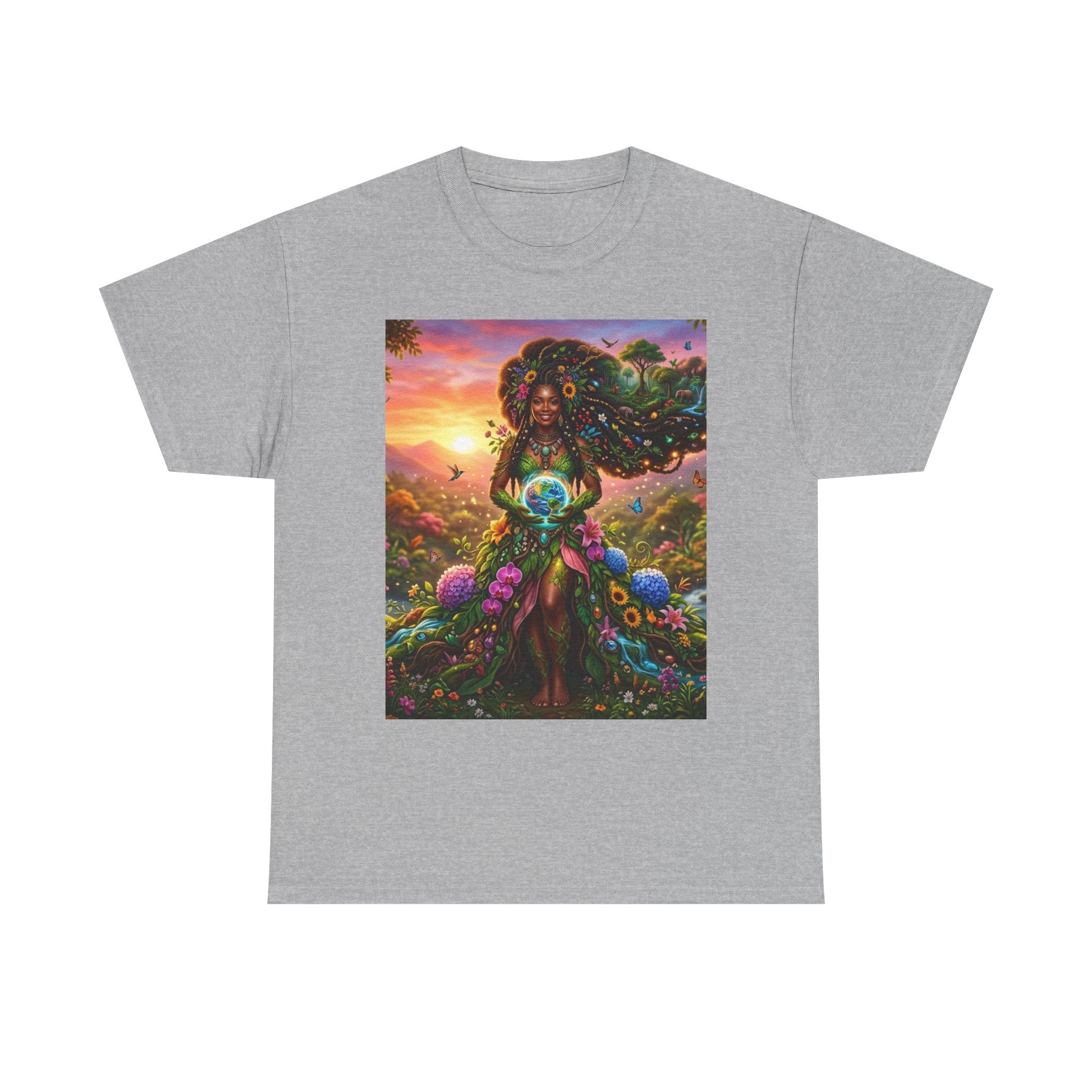 Earth Goddess T-Shirt — Vibrant Floral Nature Mother Graphic Tee