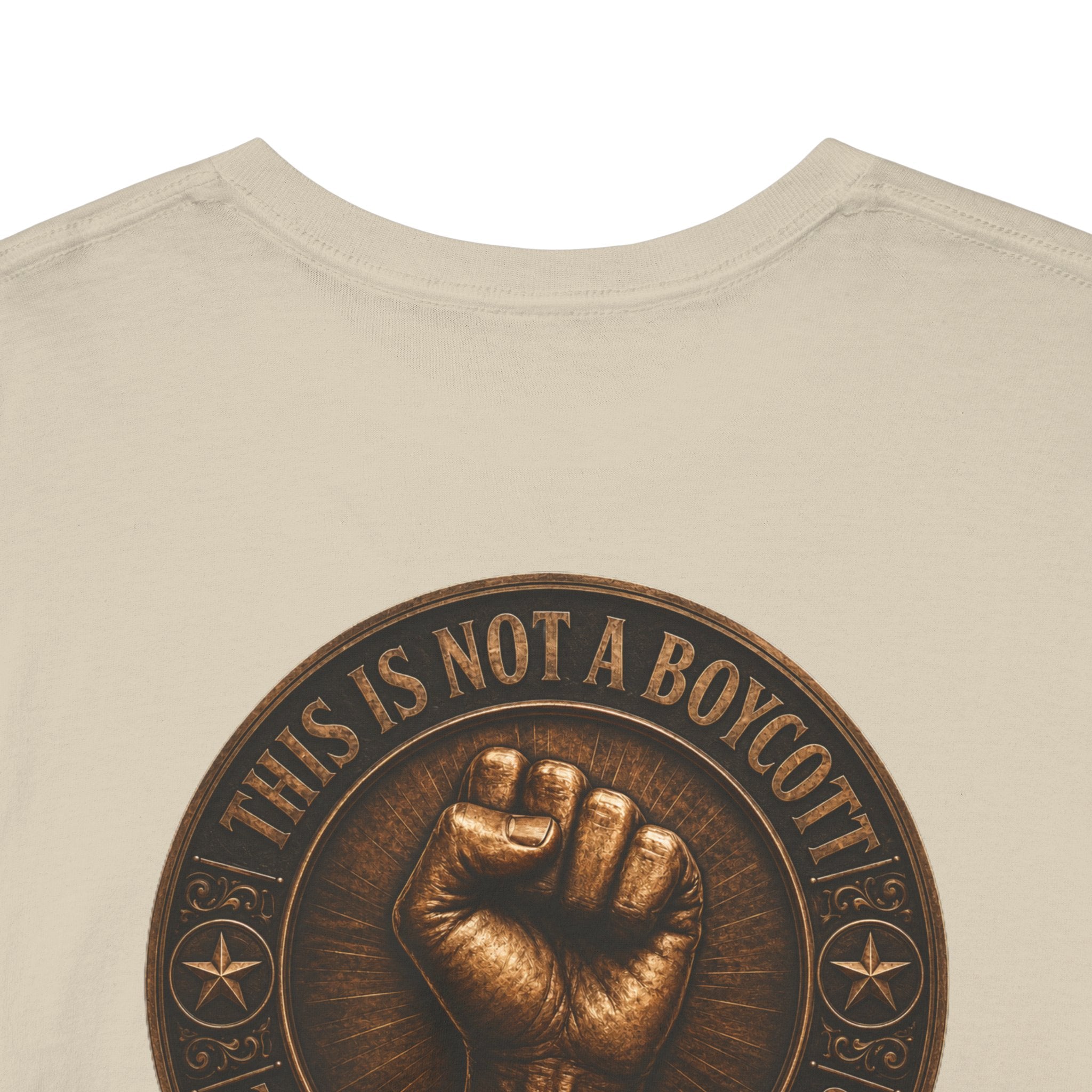 Graphic Tee — 'This Is Not A Boycott' Fist Emblem with Vintage Group Portrait