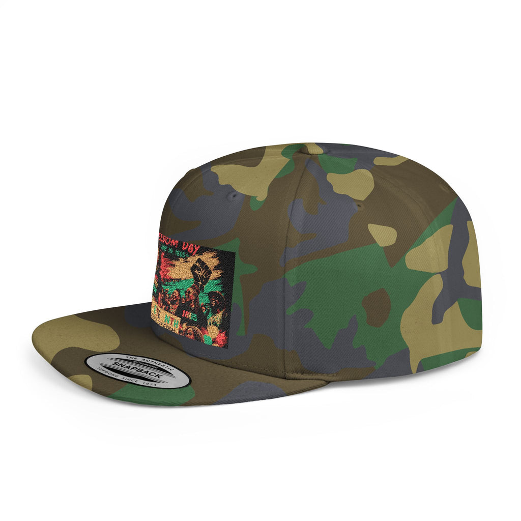 Reggae Vibes Flat Bill Snapback Hat — Colorful Rasta Music Patch