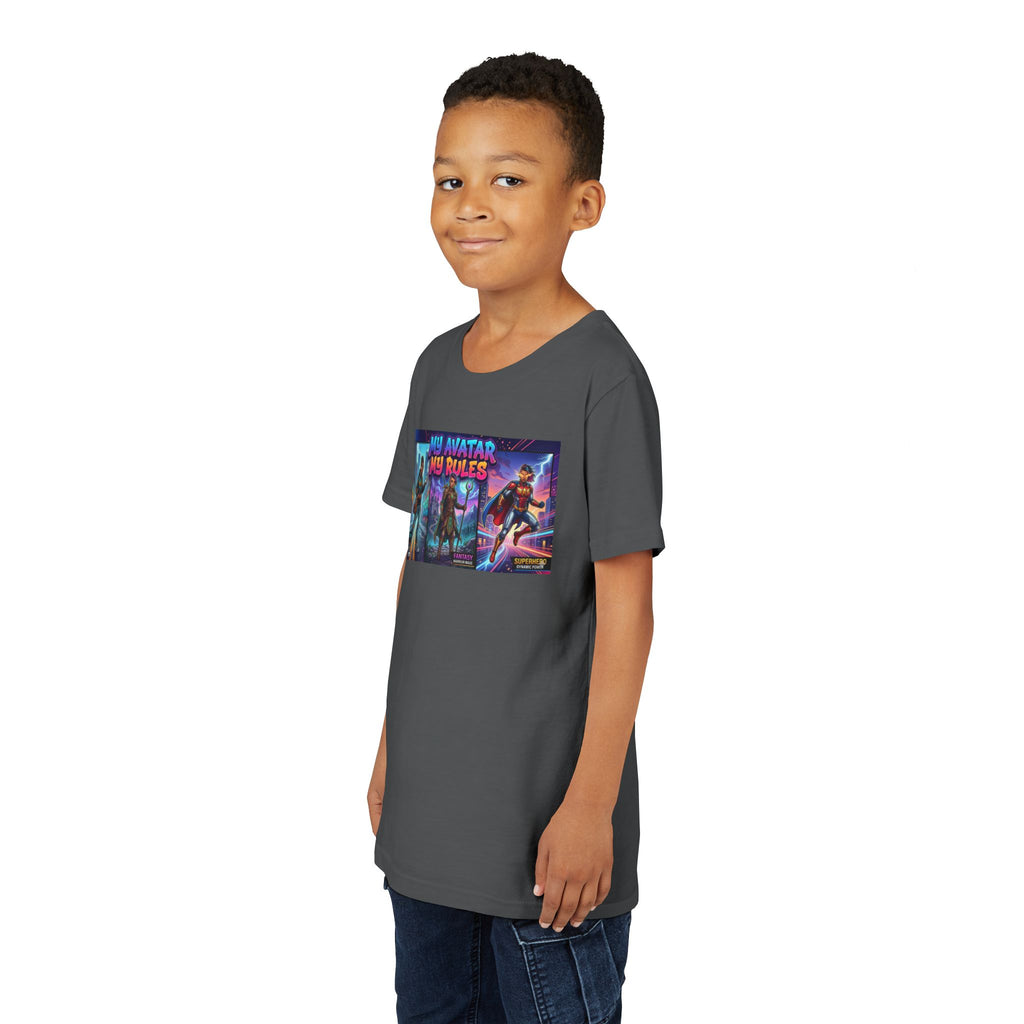 Youth Tee — “MY AVATAR MY RULES” Customizable Character Graphic