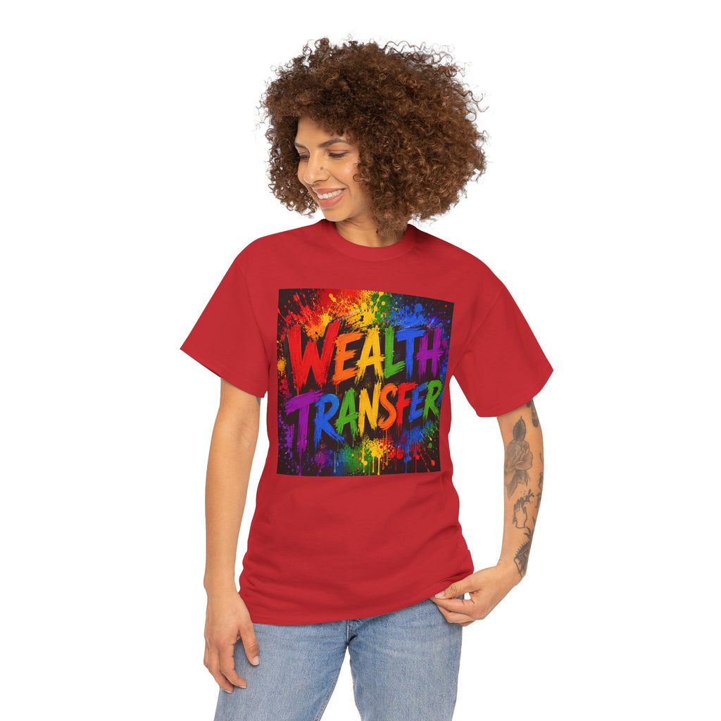 Wealth Transfer T-Shirt — Rainbow Graffiti Design (Back Fist Emblem)