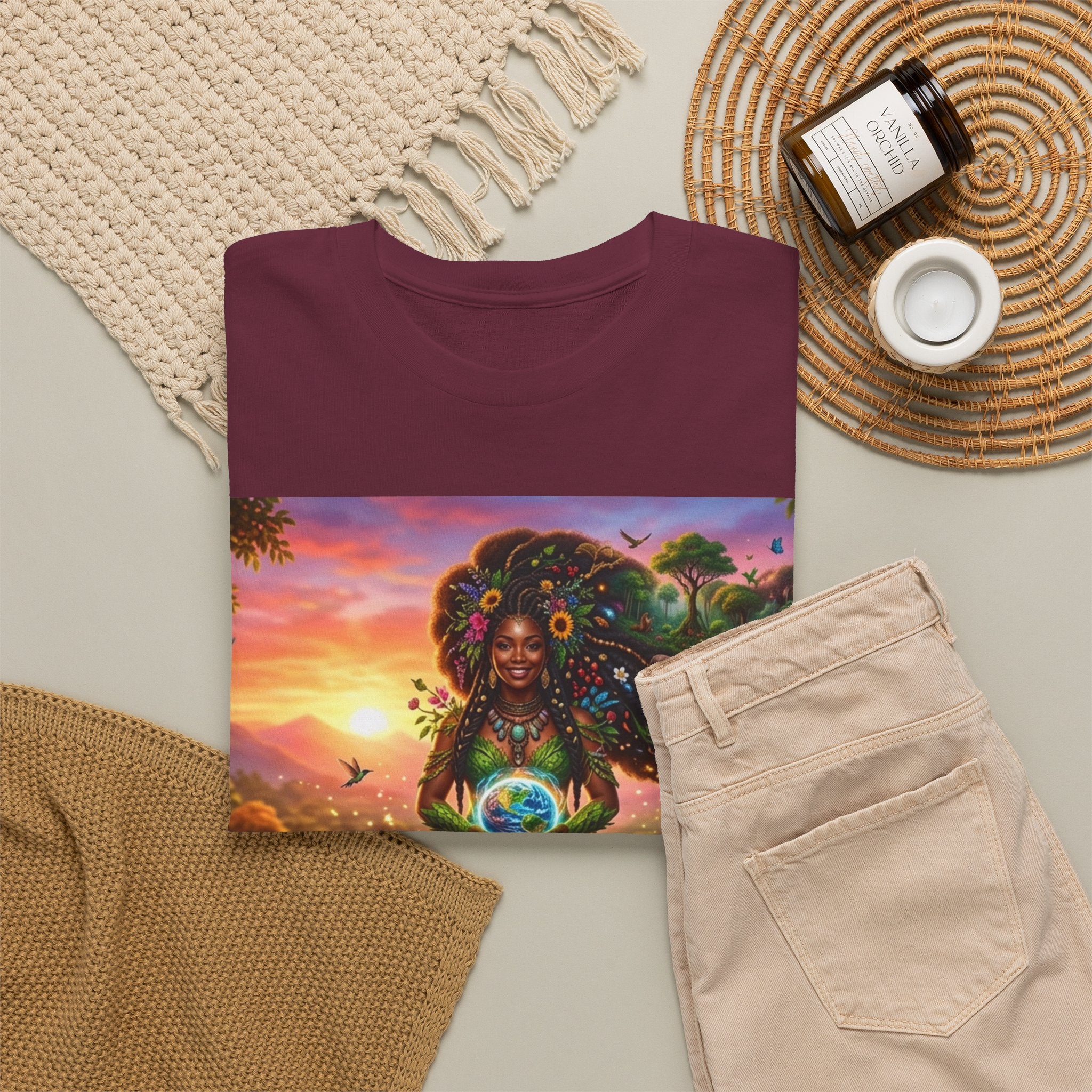 Earth Goddess T-Shirt — Vibrant Floral Nature Mother Graphic Tee