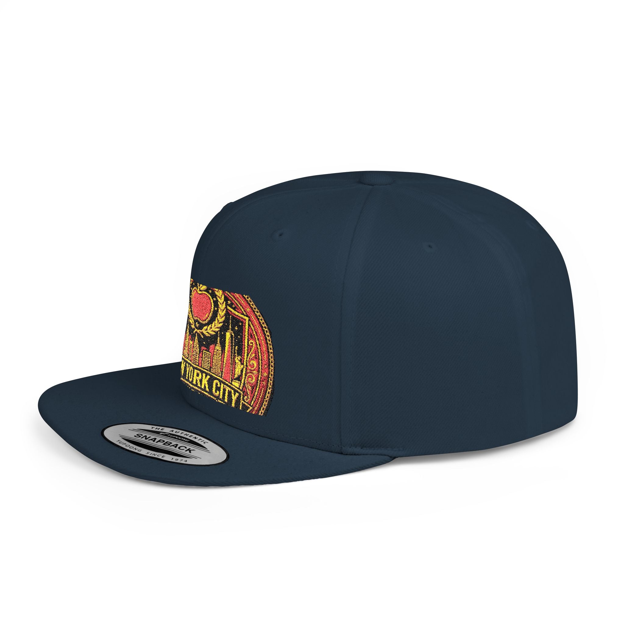 New York City Flat Bill Snapback Hat – Retro Skyline Patch Cap